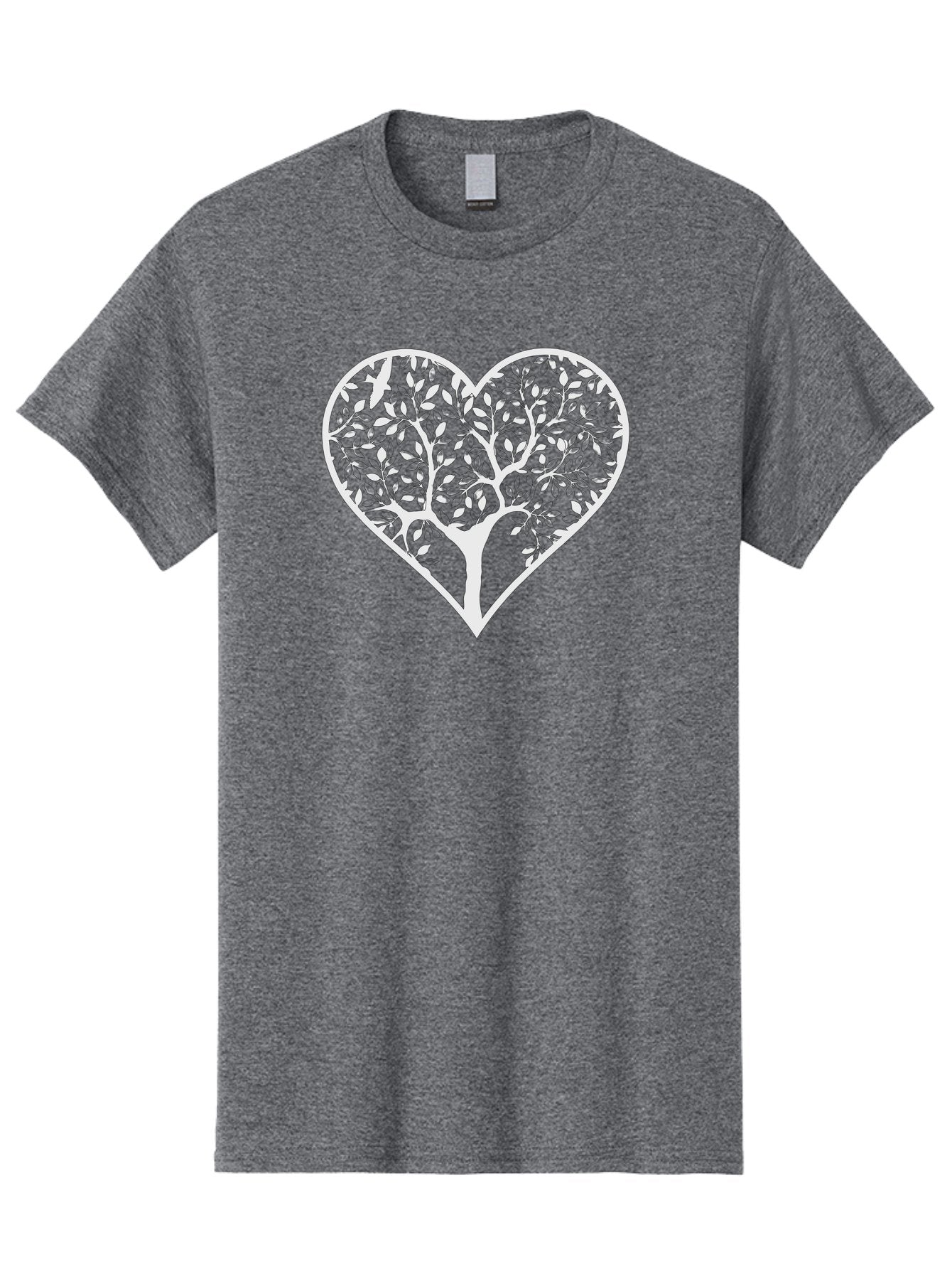 Tree-In-Heart Men'S Graphic Tee, 100% Cotton, Comfortable Casual Summer Wear, Machine Washable, Heart Shaped Tree, Leafy Branches, Symbolic Illustration, Minimalist Design, Love And Nature, Eco Friendly Art, Tree Of Life, Heart Outline Aab305 6