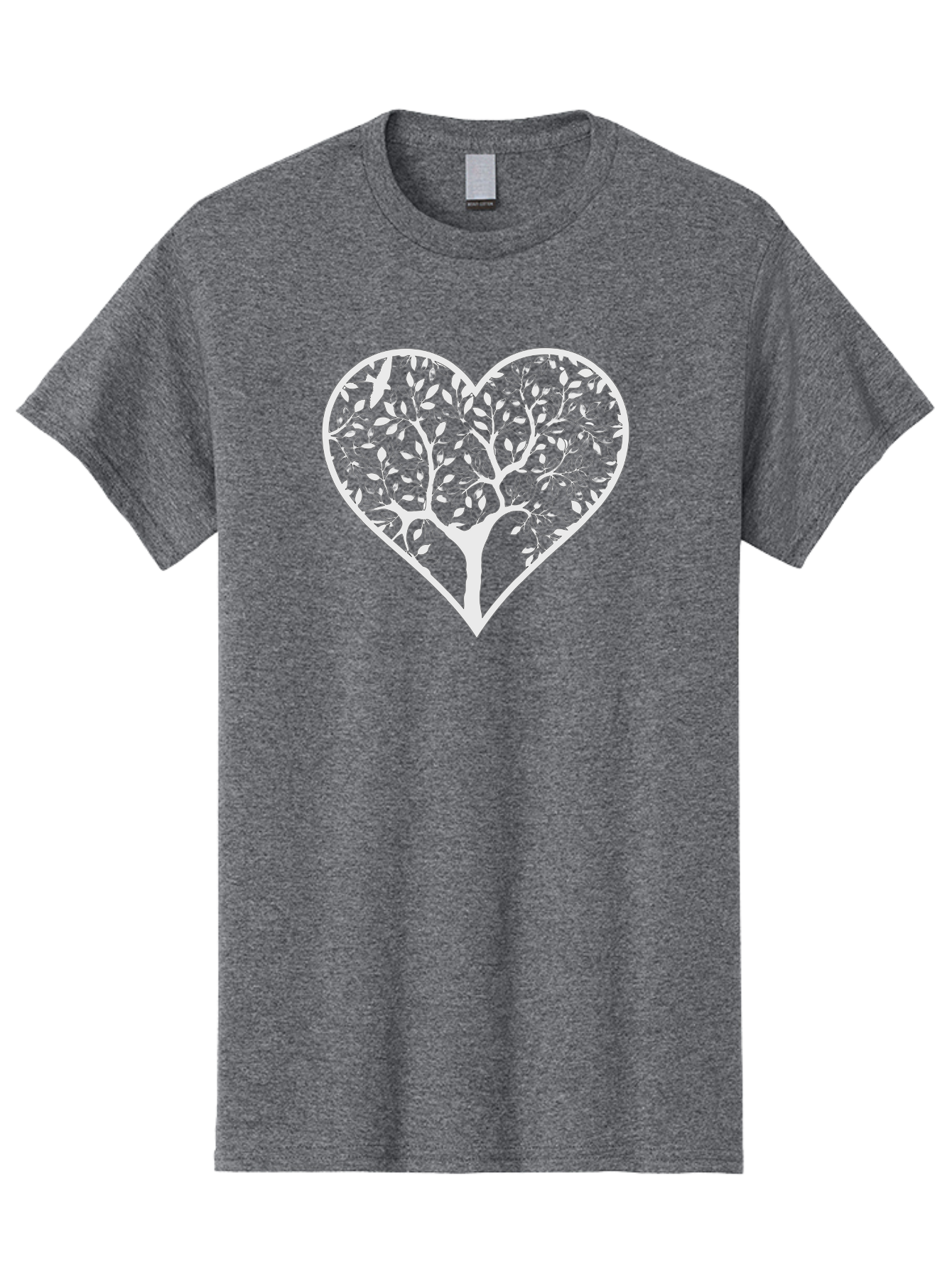 Tree-In-Heart Men'S Graphic Tee, 100% Cotton, Comfortable Casual Summer Wear, Machine Washable, Heart Shaped Tree, Leafy Branches, Symbolic Illustration, Minimalist Design, Love And Nature, Eco Friendly Art, Tree Of Life, Heart Outline Aab305 13
