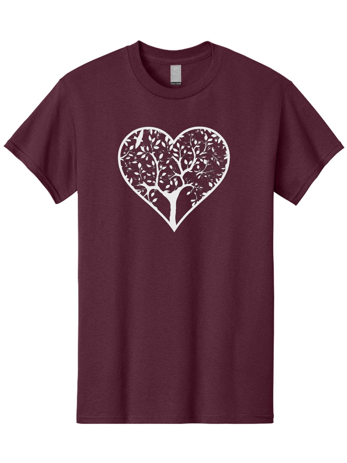Tree-In-Heart Men'S Graphic Tee, 100% Cotton, Comfortable Casual Summer Wear, Machine Washable, Heart Shaped Tree, Leafy Branches, Symbolic Illustration, Minimalist Design, Love And Nature, Eco Friendly Art, Tree Of Life, Heart Outline Aab305 10