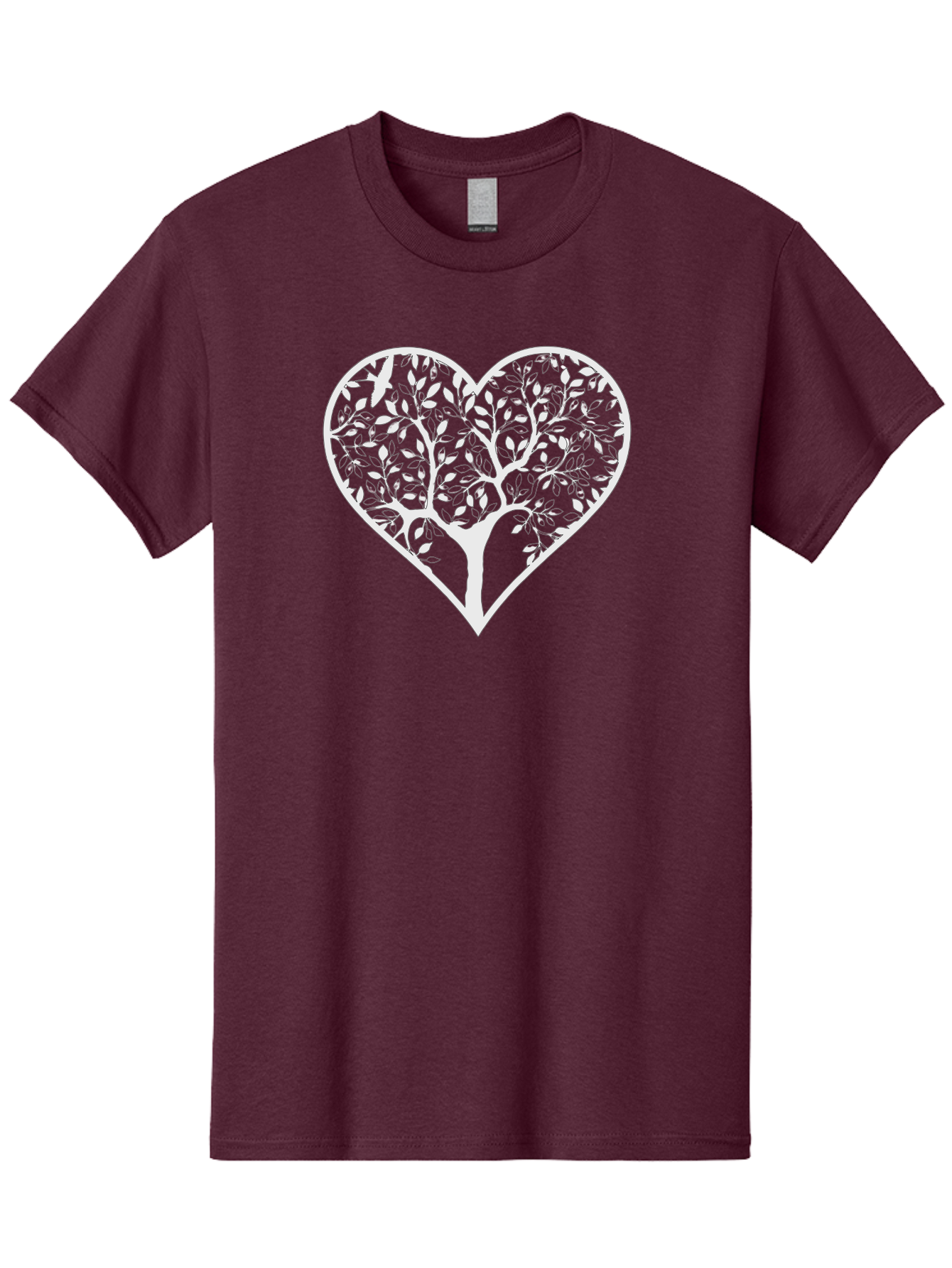 Tree-In-Heart Men'S Graphic Tee, 100% Cotton, Comfortable Casual Summer Wear, Machine Washable, Heart Shaped Tree, Leafy Branches, Symbolic Illustration, Minimalist Design, Love And Nature, Eco Friendly Art, Tree Of Life, Heart Outline Aab305 27