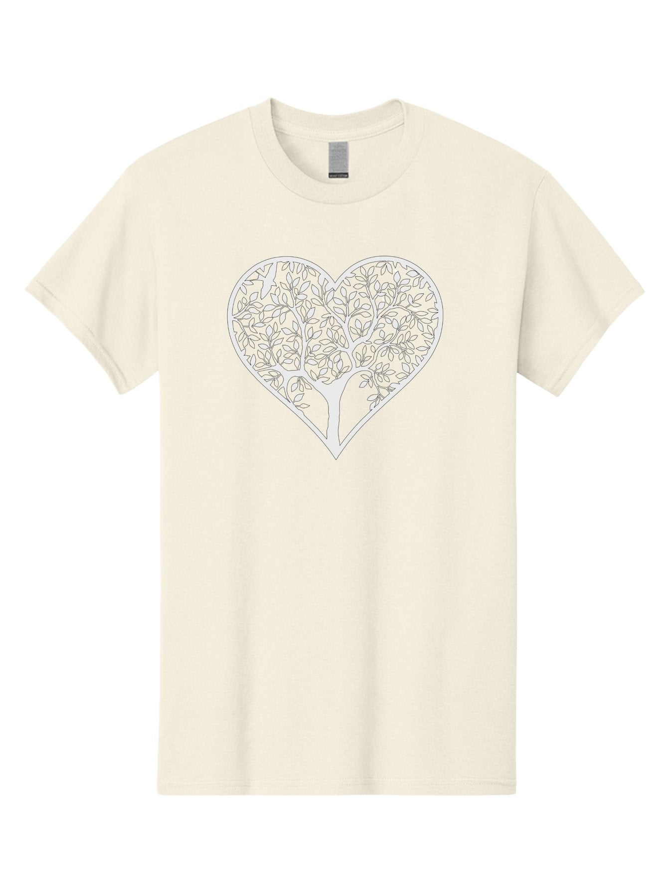 Tree-In-Heart Men'S Graphic Tee, 100% Cotton, Comfortable Casual Summer Wear, Machine Washable, Heart Shaped Tree, Leafy Branches, Symbolic Illustration, Minimalist Design, Love And Nature, Eco Friendly Art, Tree Of Life, Heart Outline Aab305 7