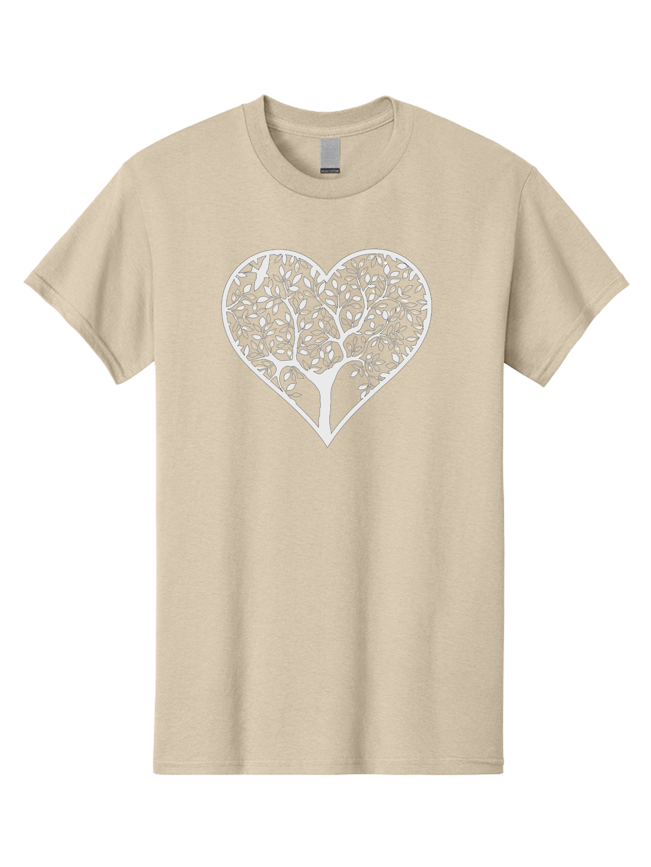 Tree-In-Heart Men'S Graphic Tee, 100% Cotton, Comfortable Casual Summer Wear, Machine Washable, Heart Shaped Tree, Leafy Branches, Symbolic Illustration, Minimalist Design, Love And Nature, Eco Friendly Art, Tree Of Life, Heart Outline Aab305 9