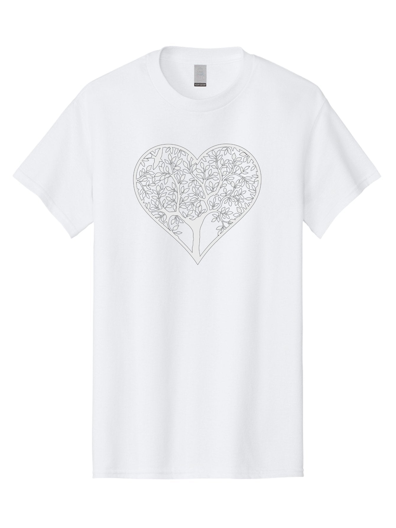 Tree-In-Heart Men'S Graphic Tee, 100% Cotton, Comfortable Casual Summer Wear, Machine Washable, Heart Shaped Tree, Leafy Branches, Symbolic Illustration, Minimalist Design, Love And Nature, Eco Friendly Art, Tree Of Life, Heart Outline Aab305 11