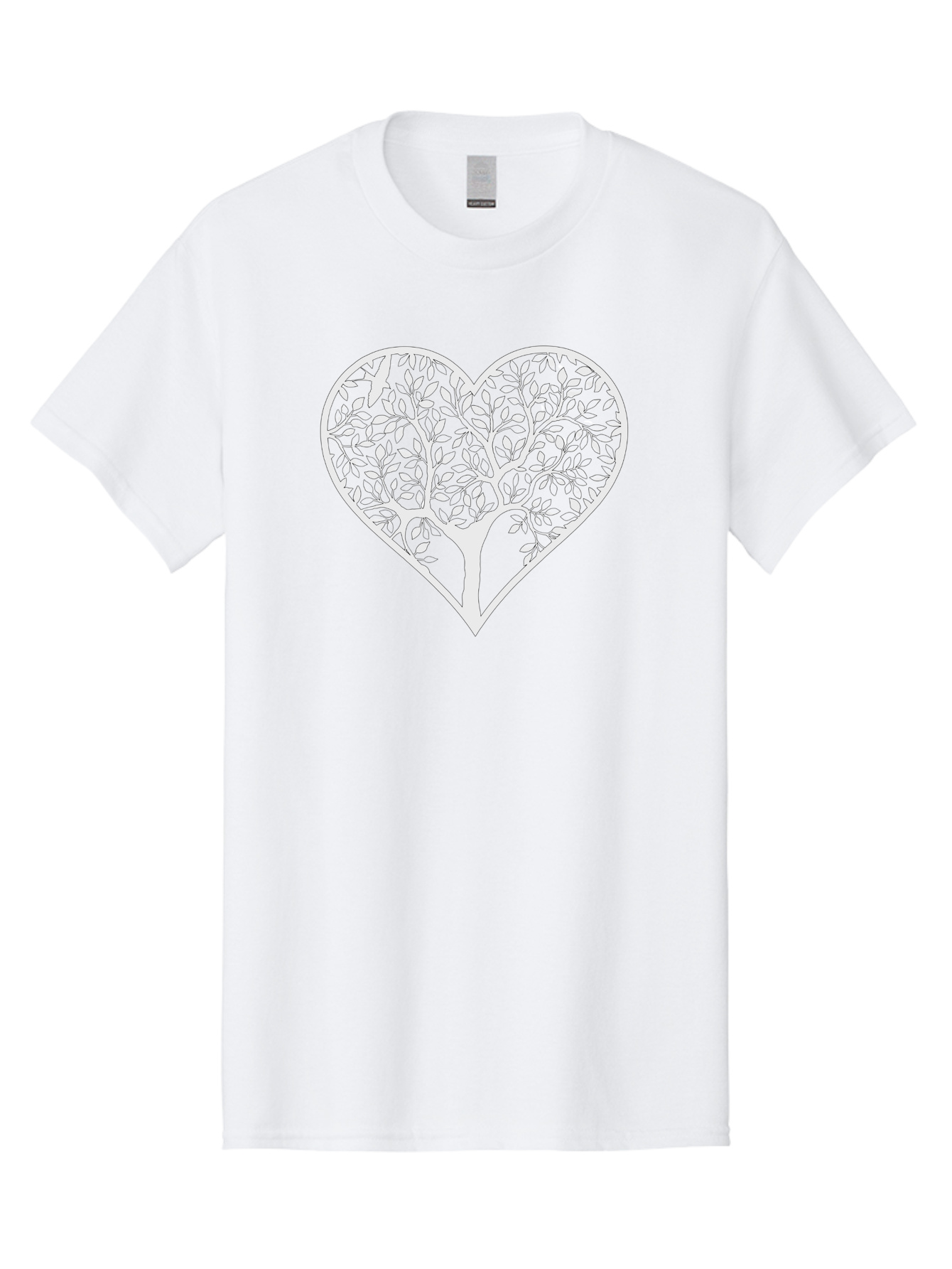 Tree-In-Heart Men'S Graphic Tee, 100% Cotton, Comfortable Casual Summer Wear, Machine Washable, Heart Shaped Tree, Leafy Branches, Symbolic Illustration, Minimalist Design, Love And Nature, Eco Friendly Art, Tree Of Life, Heart Outline Aab305 7