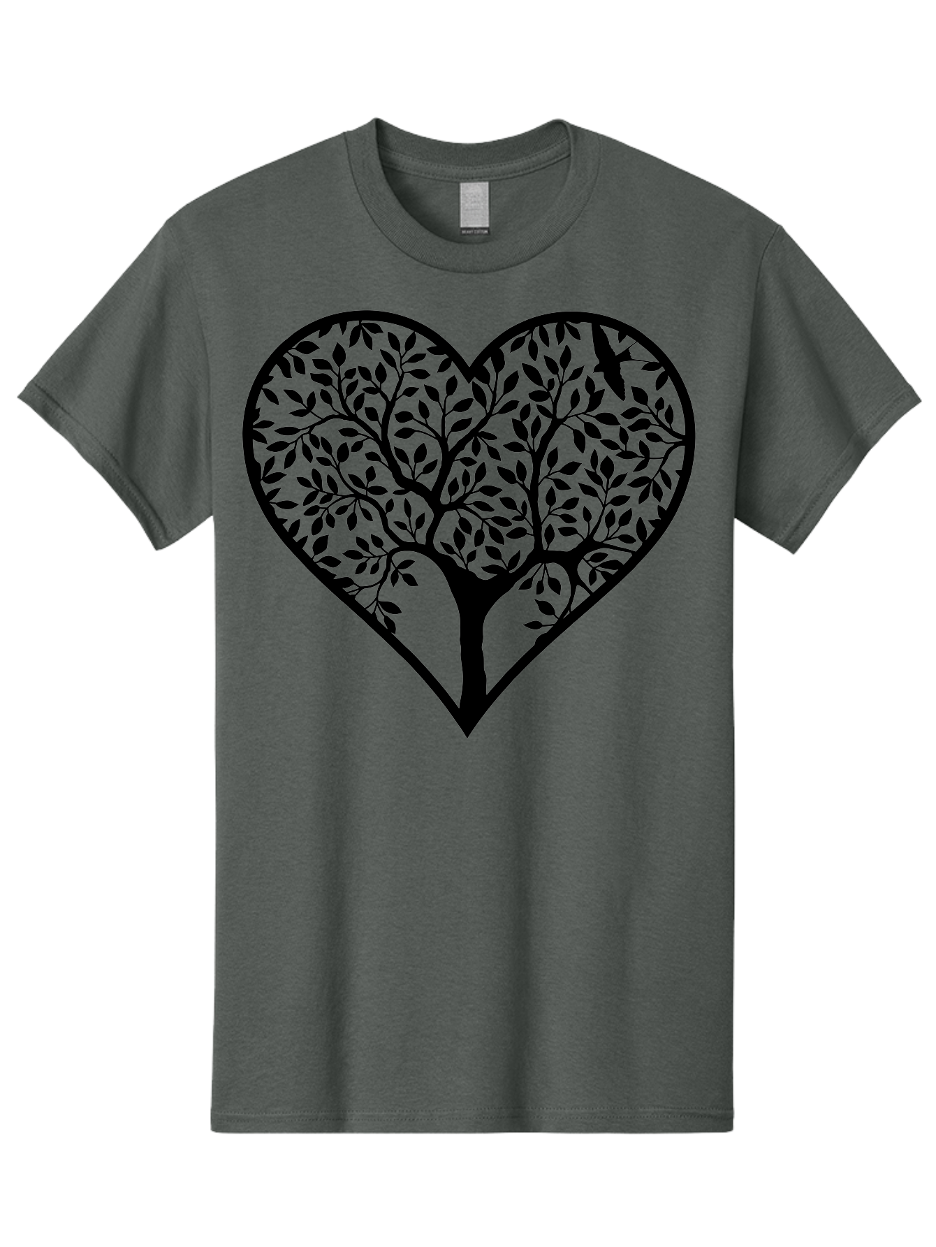 Tree-Of-Life-Heart-2 Men'S Graphic Tee, 100% Cotton, Comfortable Casual Summer Wear, Machine Washable, Tree Of Life, Heart Shape, Black Silhouette, Leaves, Branches, Love Symbol, Nature-Inspired Design, Eco-Friendly, Symbolic Art, Aab307 27