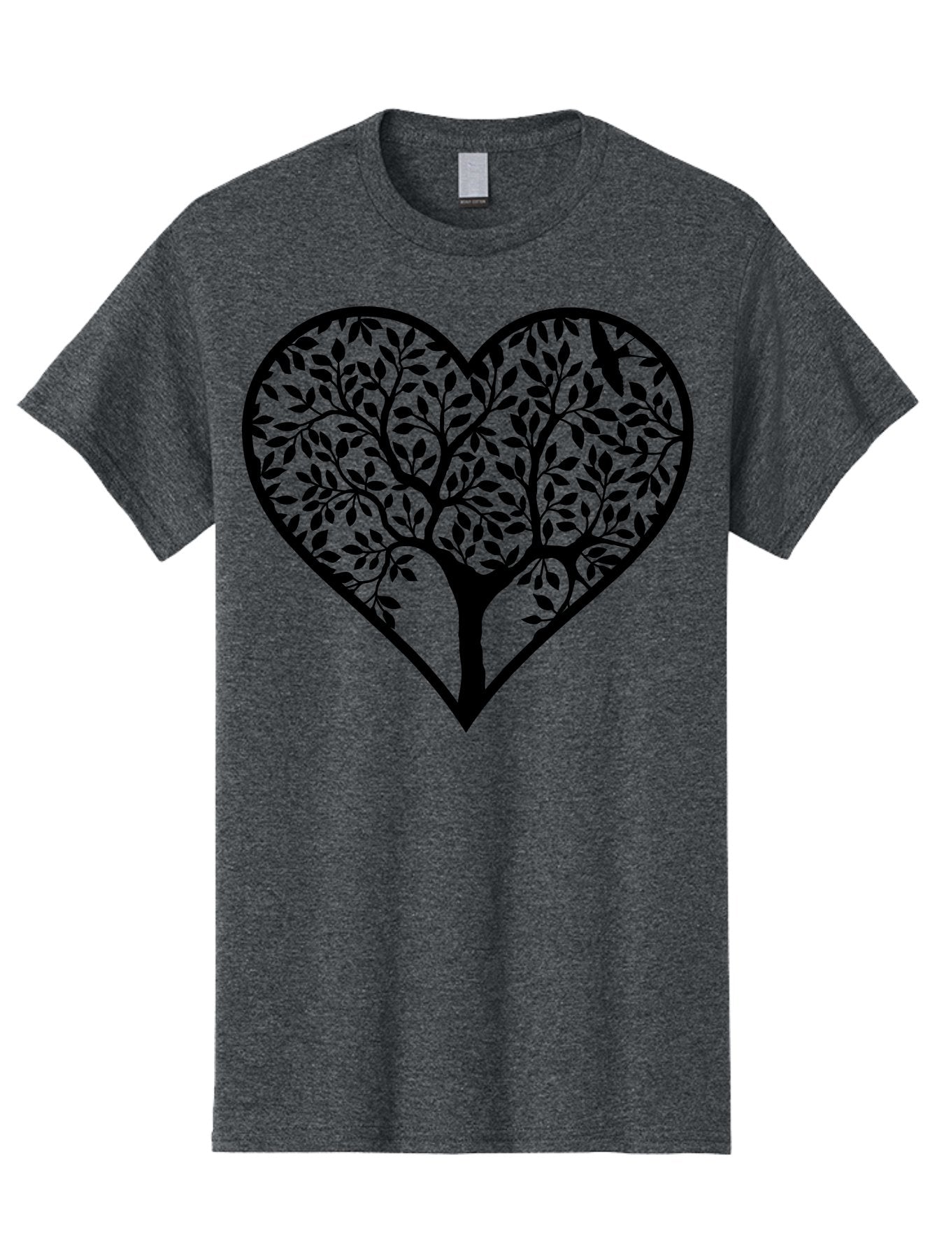 Tree-Of-Life-Heart-2 Men'S Graphic Tee, 100% Cotton, Comfortable Casual Summer Wear, Machine Washable, Tree Of Life, Heart Shape, Black Silhouette, Leaves, Branches, Love Symbol, Nature-Inspired Design, Eco-Friendly, Symbolic Art, Aab307 12