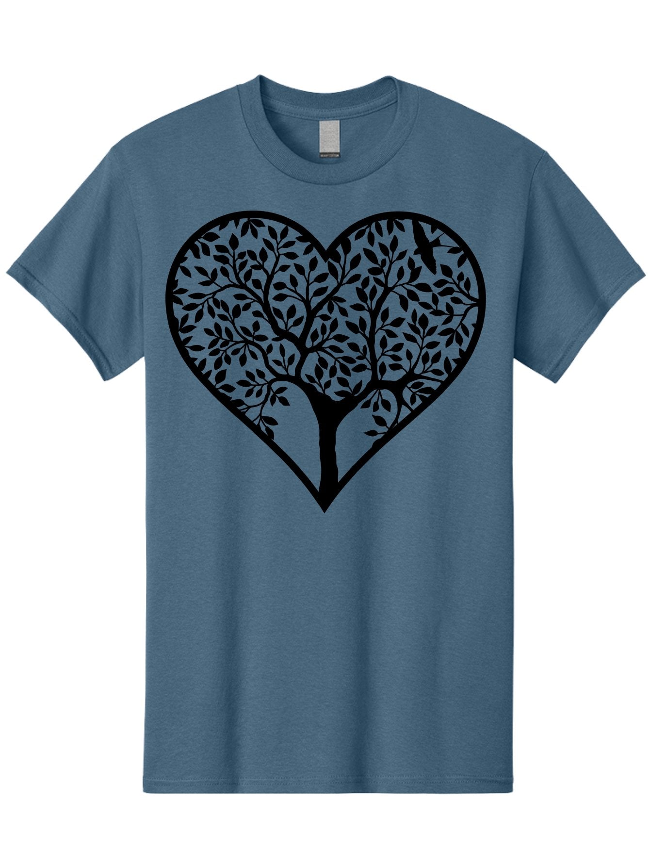 Tree-Of-Life-Heart-2 Men'S Graphic Tee, 100% Cotton, Comfortable Casual Summer Wear, Machine Washable, Tree Of Life, Heart Shape, Black Silhouette, Leaves, Branches, Love Symbol, Nature-Inspired Design, Eco-Friendly, Symbolic Art, Aab307 7