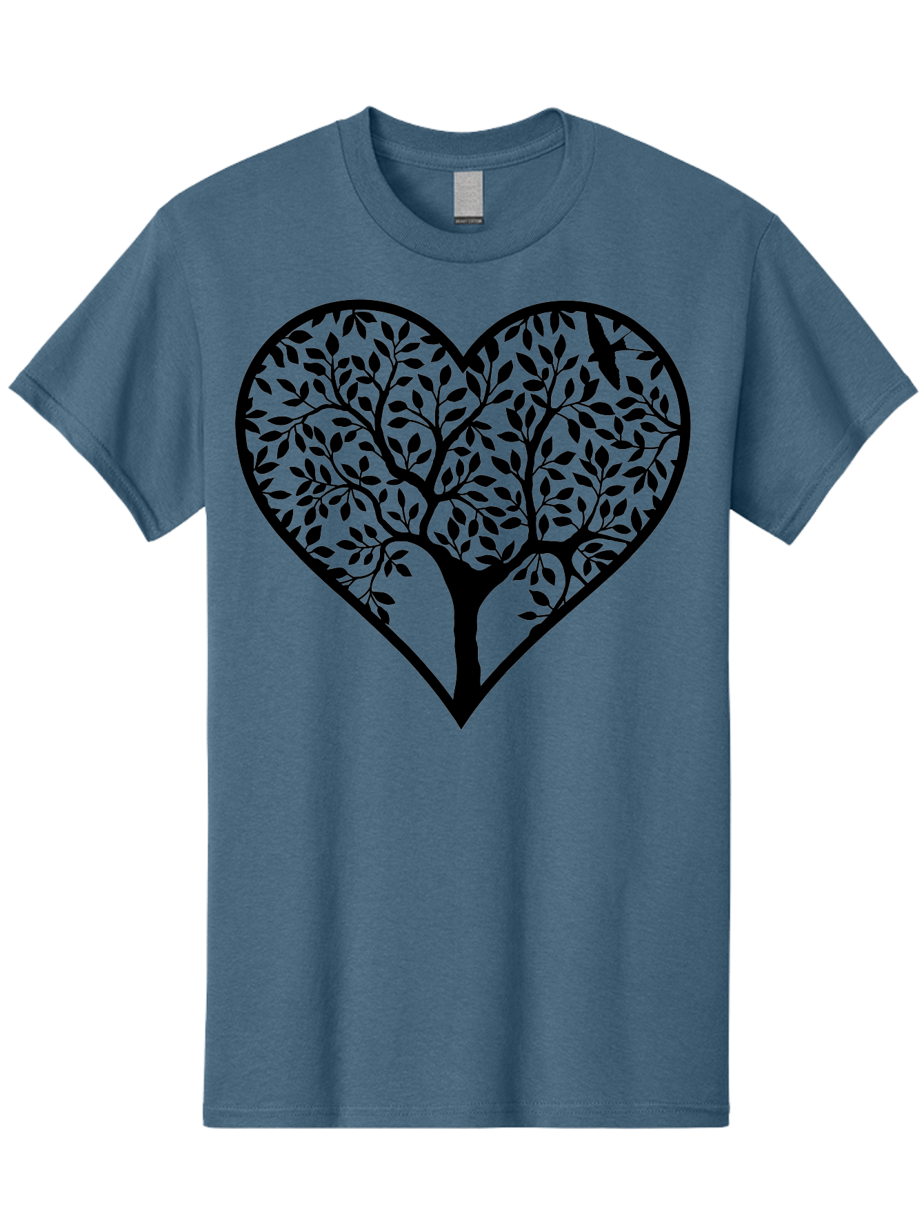 Tree-Of-Life-Heart-2 Men'S Graphic Tee, 100% Cotton, Comfortable Casual Summer Wear, Machine Washable, Tree Of Life, Heart Shape, Black Silhouette, Leaves, Branches, Love Symbol, Nature-Inspired Design, Eco-Friendly, Symbolic Art, Aab307 25