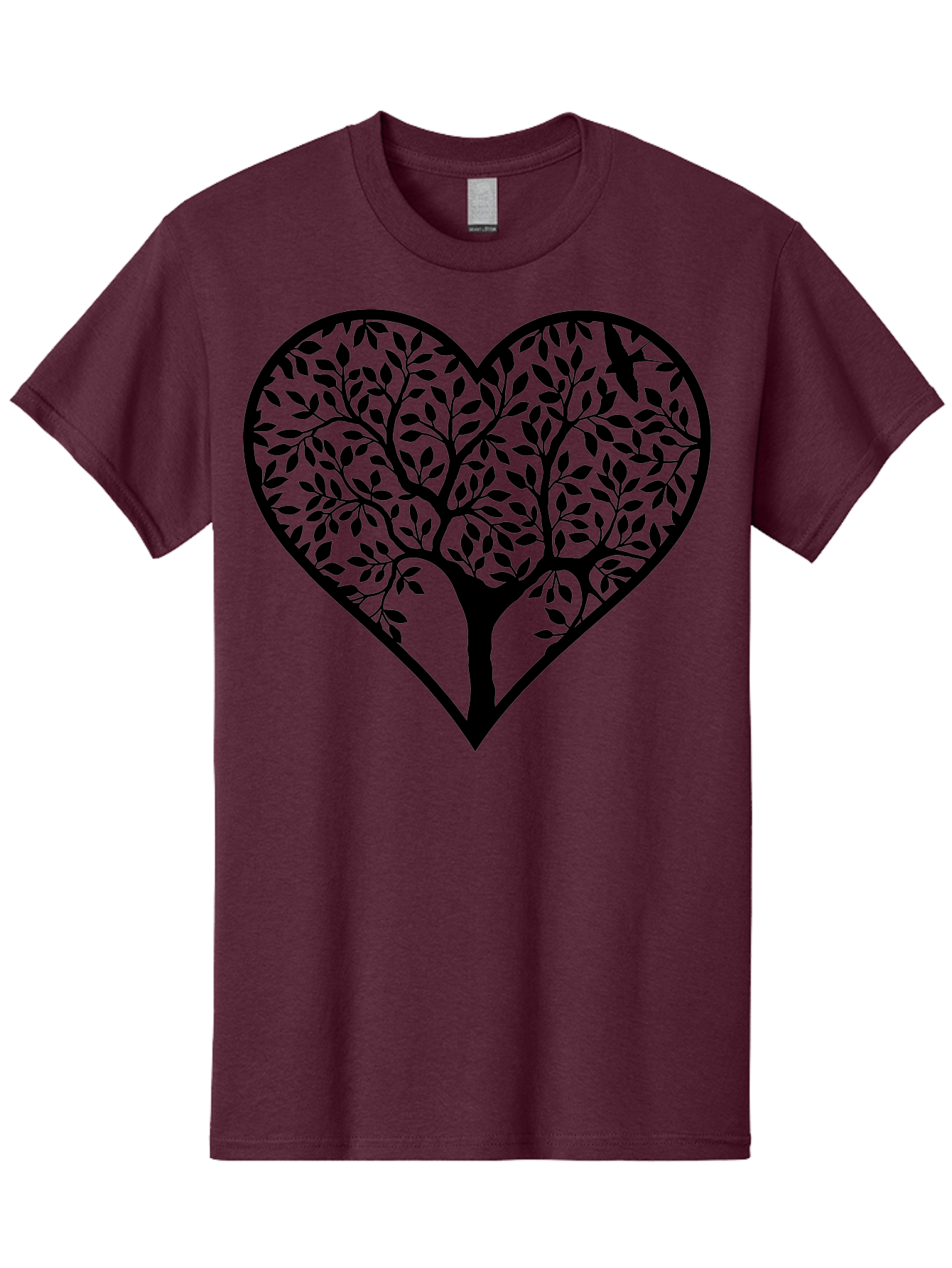 Tree-Of-Life-Heart-2 Men'S Graphic Tee, 100% Cotton, Comfortable Casual Summer Wear, Machine Washable, Tree Of Life, Heart Shape, Black Silhouette, Leaves, Branches, Love Symbol, Nature-Inspired Design, Eco-Friendly, Symbolic Art, Aab307 9