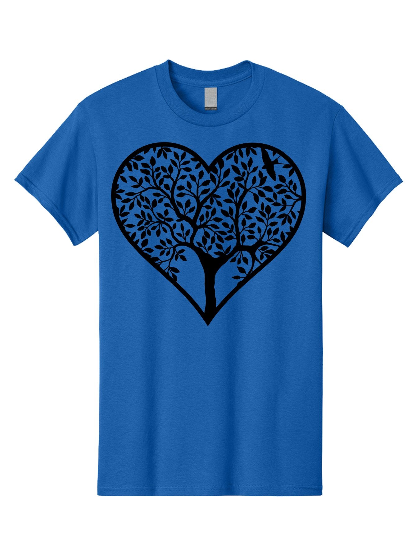 Tree-Of-Life-Heart-2 Men'S Graphic Tee, 100% Cotton, Comfortable Casual Summer Wear, Machine Washable, Tree Of Life, Heart Shape, Black Silhouette, Leaves, Branches, Love Symbol, Nature-Inspired Design, Eco-Friendly, Symbolic Art, Aab307 6