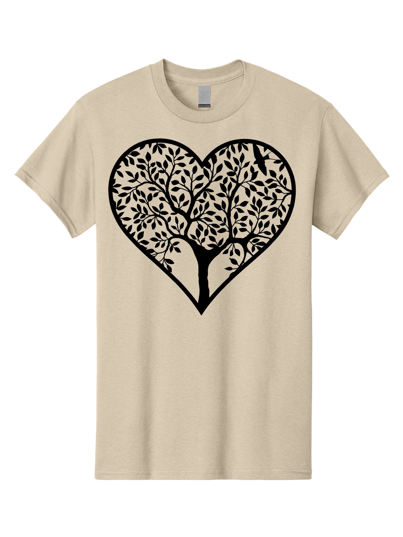 Tree-Of-Life-Heart-2 Men'S Graphic Tee, 100% Cotton, Comfortable Casual Summer Wear, Machine Washable, Tree Of Life, Heart Shape, Black Silhouette, Leaves, Branches, Love Symbol, Nature-Inspired Design, Eco-Friendly, Symbolic Art, Aab307 29