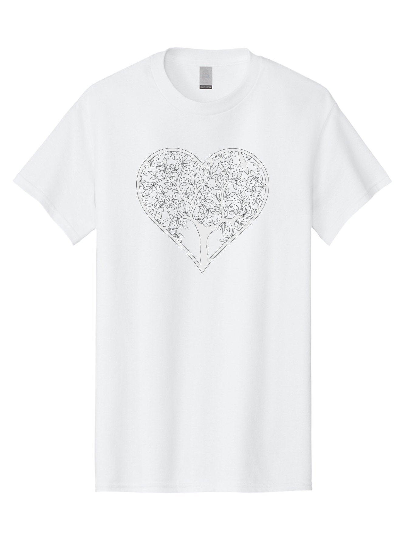 Tree-Of-Life-Heart Men'S Graphic Tee, 100% Cotton, Comfortable Casual Summer Wear, Machine Washable, Tree In Heart Shape, Leafy Branches, Symbolic Art, Love And Nature, Heart-Shaped Tree, Intricate Design, Symbolic Representation, Aab308 3
