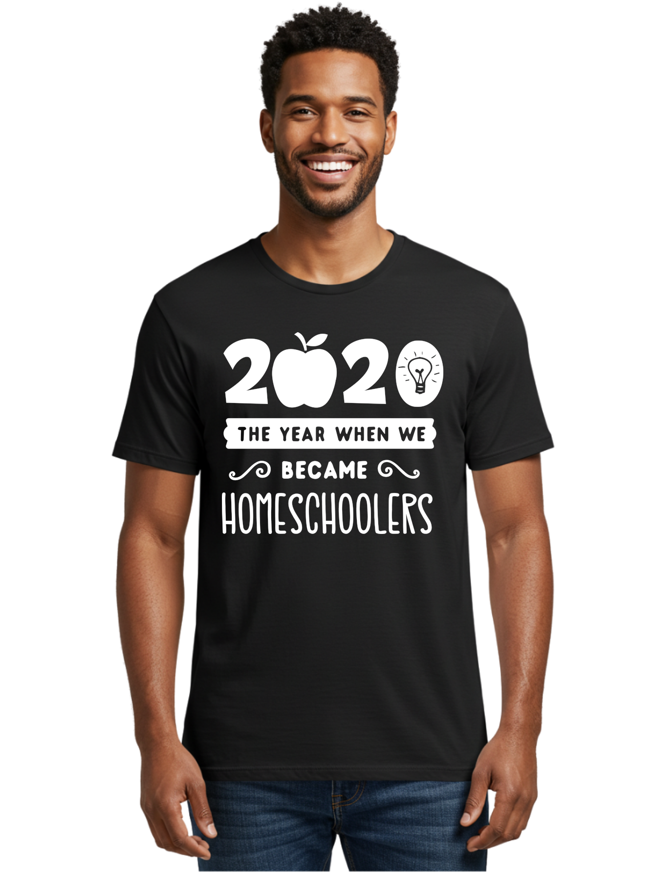 2020-The-Year-When-We-Became-Homeschoolers-1 Men'S Graphic Tee, 100% Cotton, Comfortable Casual Summer Wear, Machine Washable, Homeschooling, Online Learning, Covid-19, 2020, Education, Homeschoolers, Alternative Schooling, Home Education, Aab309