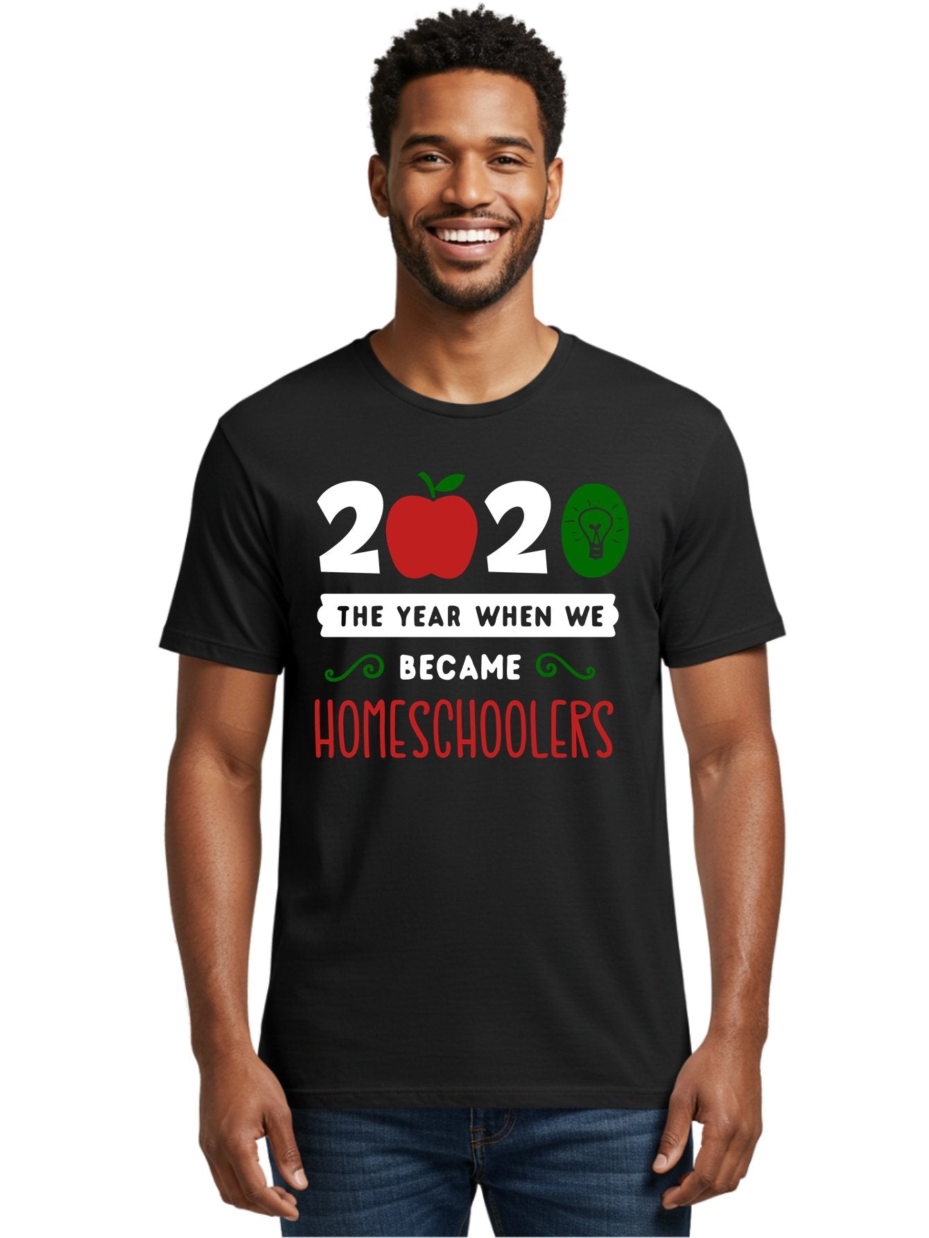 2020-The-Year-When-We-Became-Homeschoolers-2 Men'S Graphic Tee, 100% Cotton, Comfortable Casual Summer Wear, Machine Washable, Homeschooling, 2020, Year Of Change, Education, Learning At Home, Homeschoolers, New Normal, Covid-19 Impact, Aab310 21