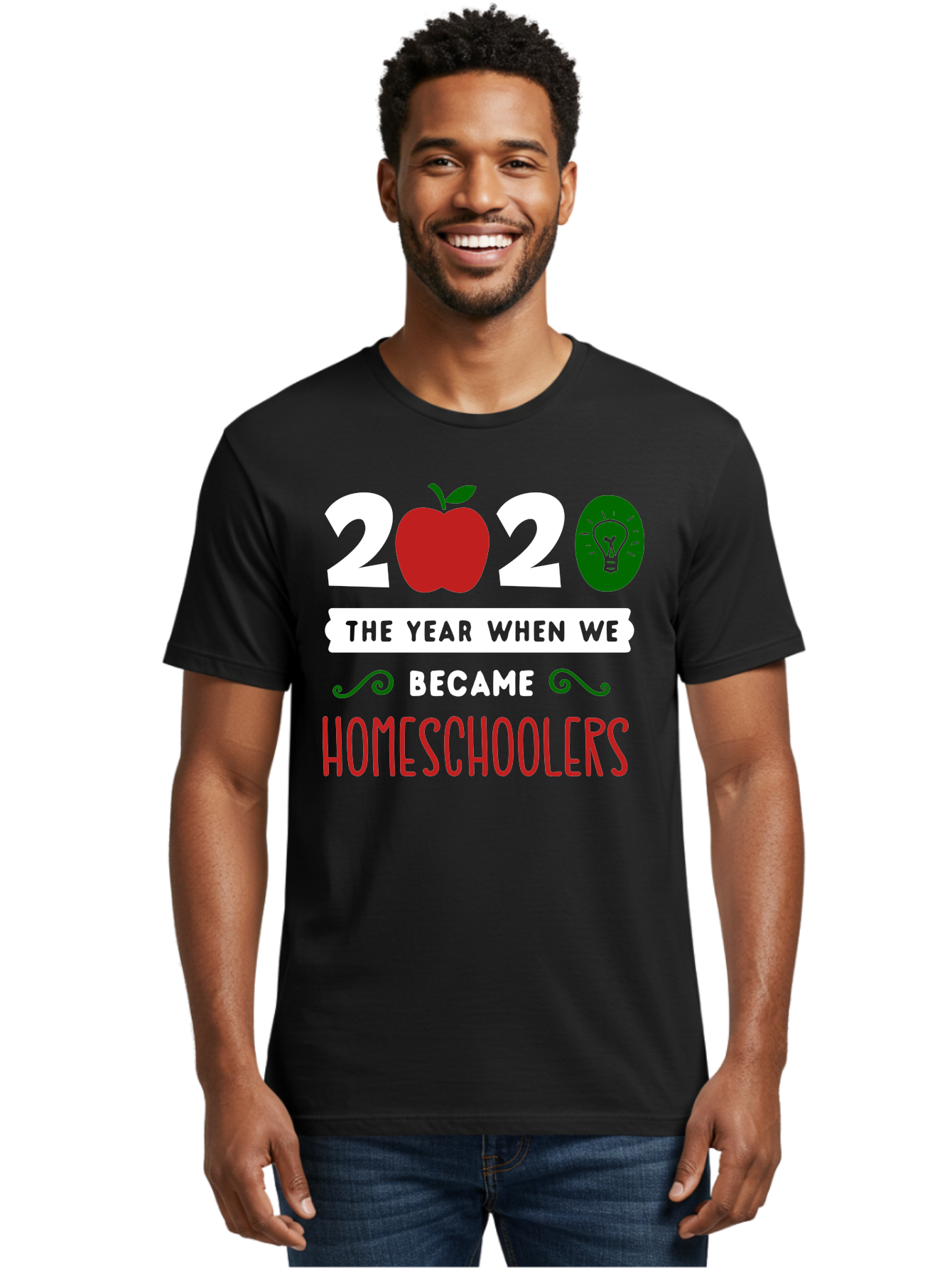 2020-The-Year-When-We-Became-Homeschoolers-2 Men'S Graphic Tee, 100% Cotton, Comfortable Casual Summer Wear, Machine Washable, Homeschooling, 2020, Year Of Change, Education, Learning At Home, Homeschoolers, New Normal, Covid-19 Impact, Aab310