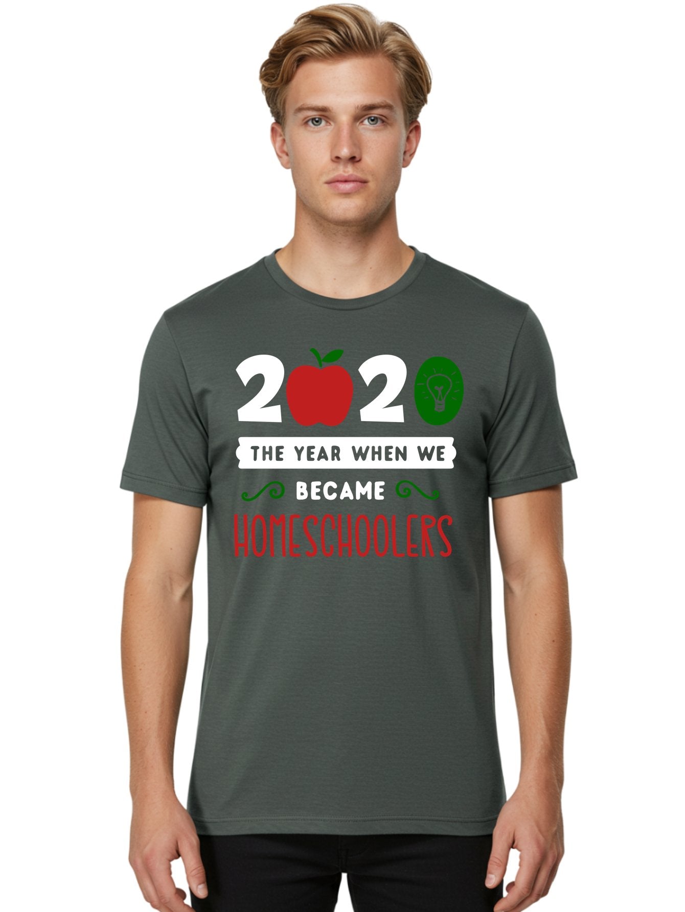 2020-The-Year-When-We-Became-Homeschoolers-2 Men'S Graphic Tee, 100% Cotton, Comfortable Casual Summer Wear, Machine Washable, Homeschooling, 2020, Year Of Change, Education, Learning At Home, Homeschoolers, New Normal, Covid-19 Impact, Aab310 25
