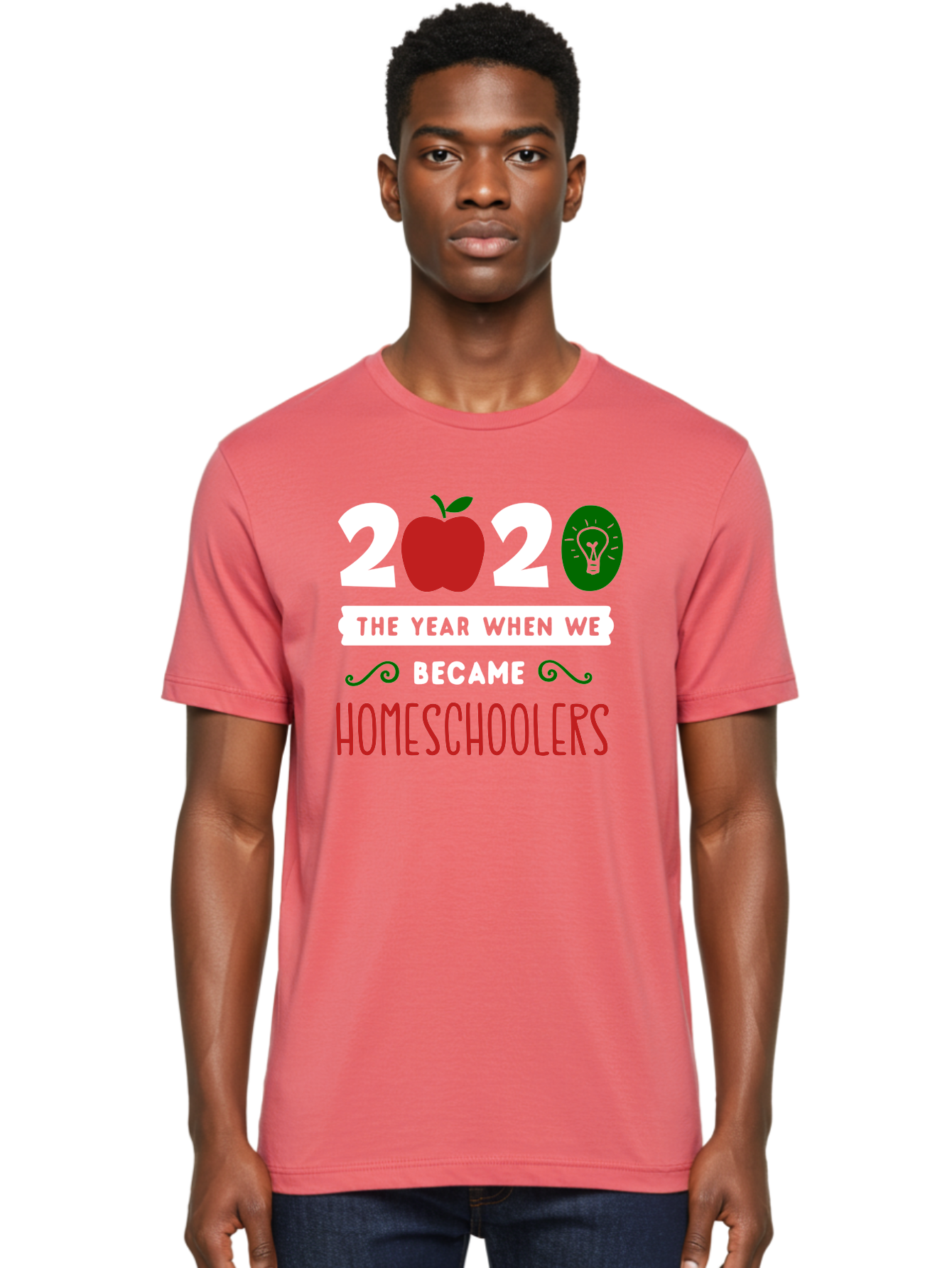 2020-The-Year-When-We-Became-Homeschoolers-2 Men'S Graphic Tee, 100% Cotton, Comfortable Casual Summer Wear, Machine Washable, Homeschooling, 2020, Year Of Change, Education, Learning At Home, Homeschoolers, New Normal, Covid-19 Impact, Aab310 30
