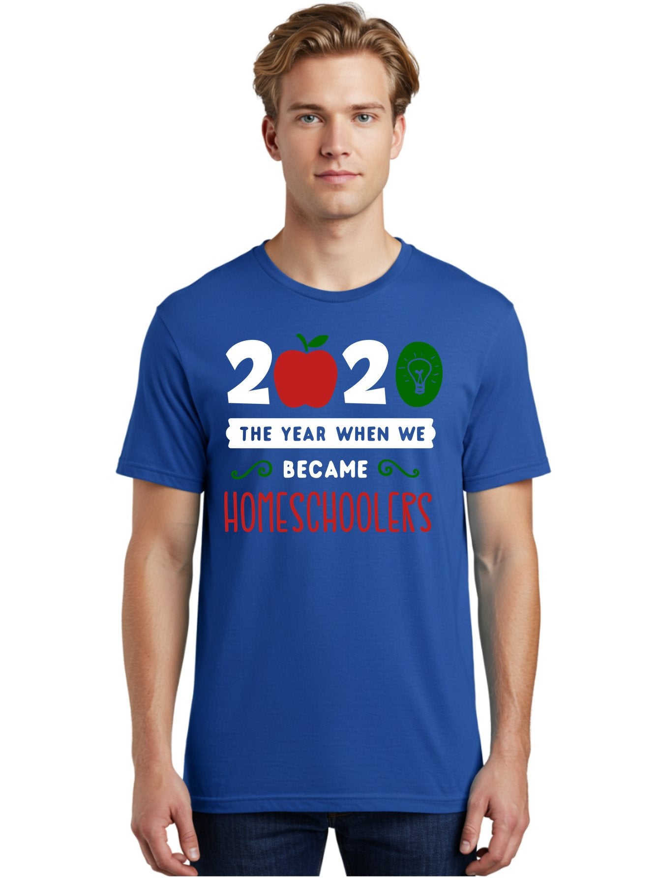2020-The-Year-When-We-Became-Homeschoolers-2 Men'S Graphic Tee, 100% Cotton, Comfortable Casual Summer Wear, Machine Washable, Homeschooling, 2020, Year Of Change, Education, Learning At Home, Homeschoolers, New Normal, Covid-19 Impact, Aab310 28