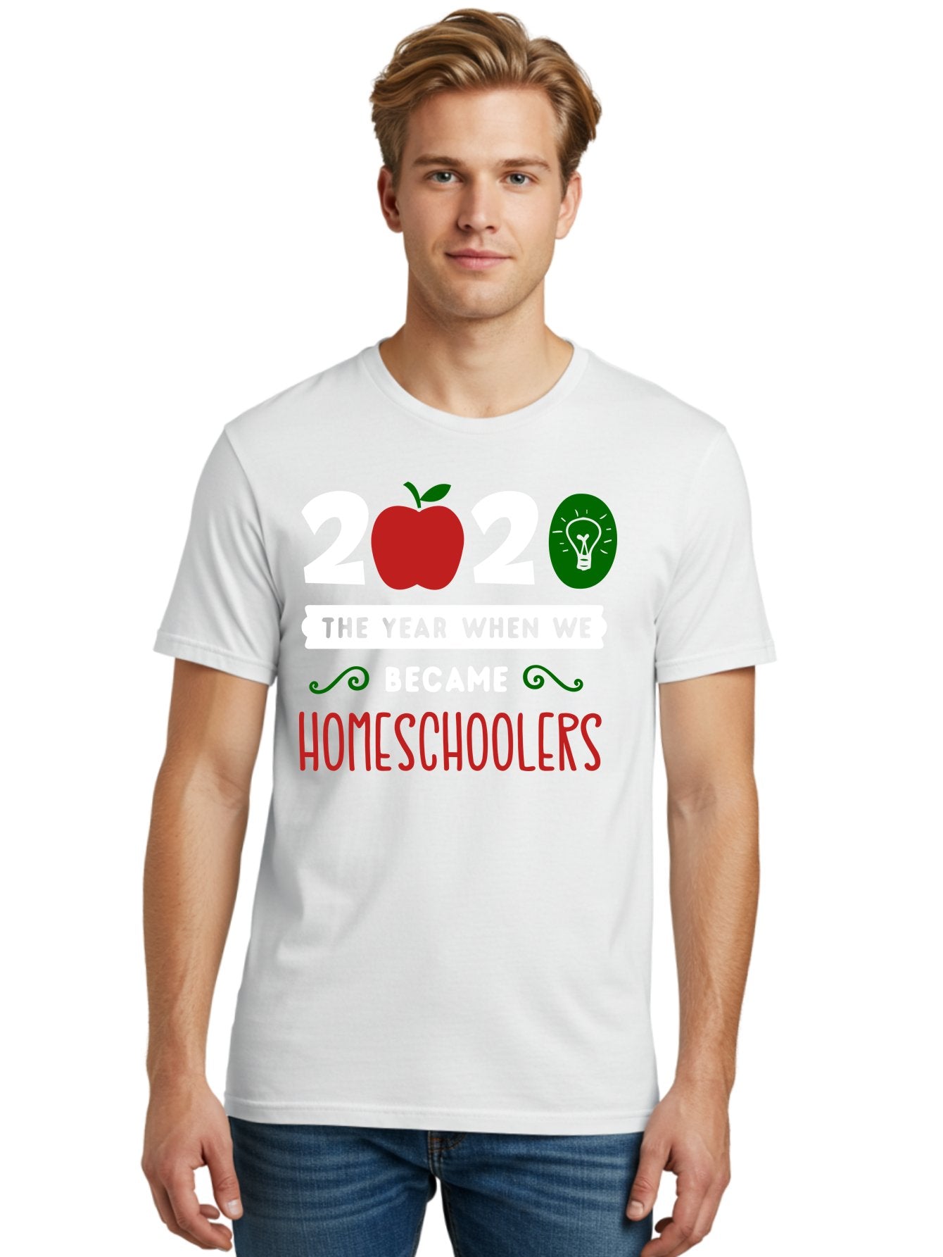 2020-The-Year-When-We-Became-Homeschoolers-2 Men'S Graphic Tee, 100% Cotton, Comfortable Casual Summer Wear, Machine Washable, Homeschooling, 2020, Year Of Change, Education, Learning At Home, Homeschoolers, New Normal, Covid-19 Impact, Aab310 29