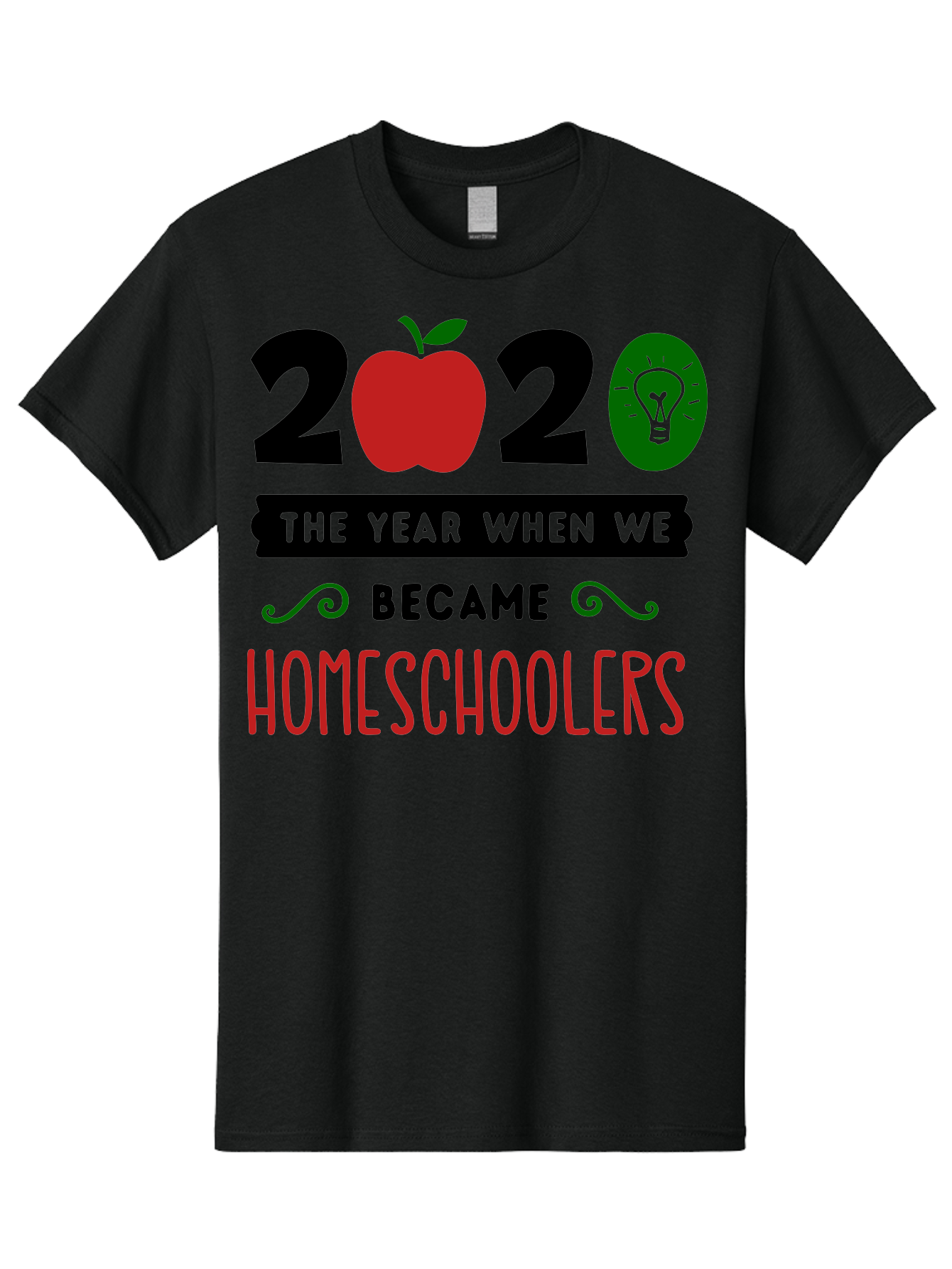 2020-The-Year-When-We-Became-Homeschoolers-3 Men'S Graphic Tee, 100% Cotton, Comfortable Casual Summer Wear, Machine Washable, Homeschooling, Homeschoolers, 2020, Apple, Light Bulb, Year Of Change, Educational Shift, Learning At Home, Aab311 21