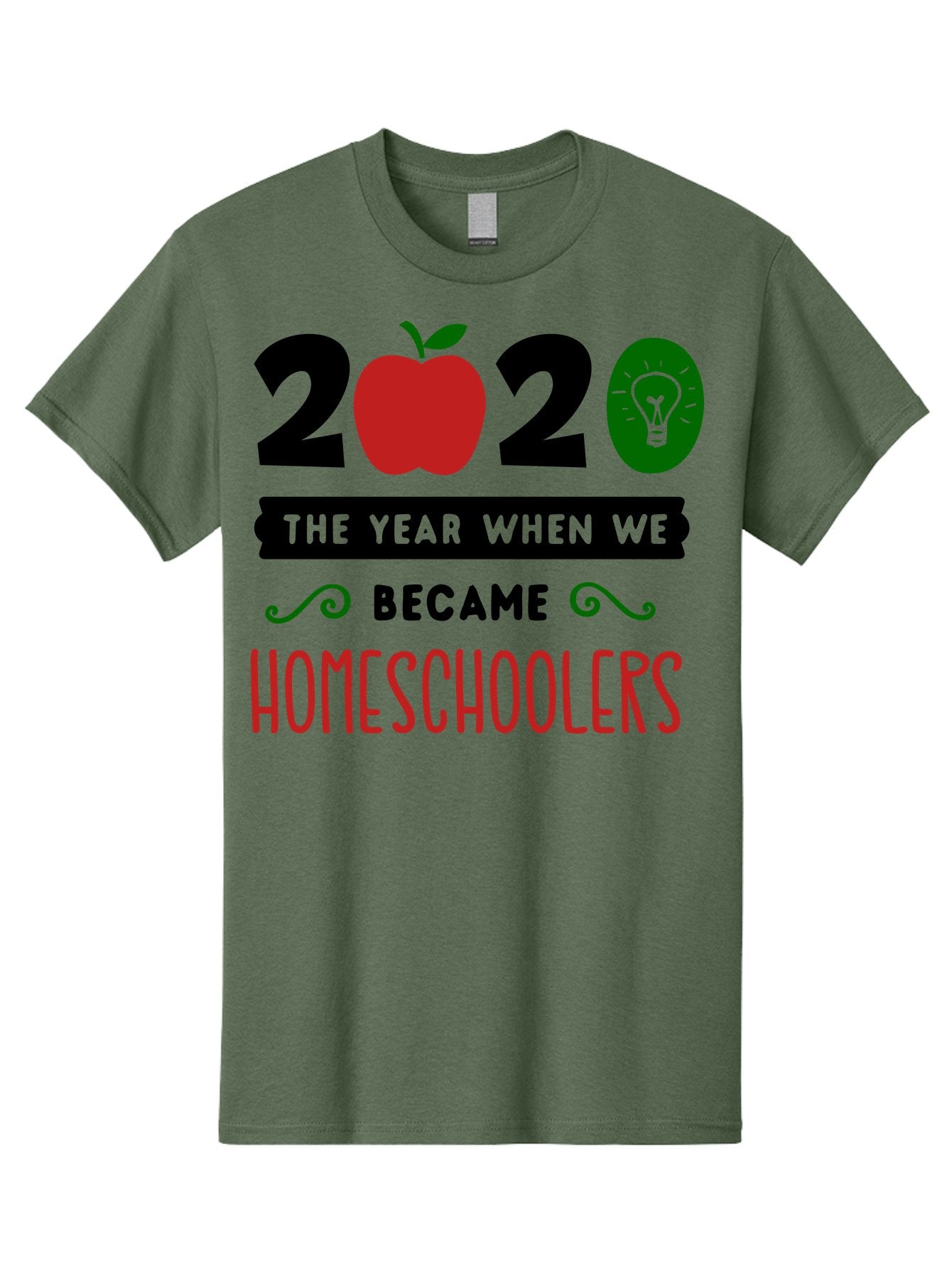 2020-The-Year-When-We-Became-Homeschoolers-3 Men'S Graphic Tee, 100% Cotton, Comfortable Casual Summer Wear, Machine Washable, Homeschooling, Homeschoolers, 2020, Apple, Light Bulb, Year Of Change, Educational Shift, Learning At Home, Aab311 6