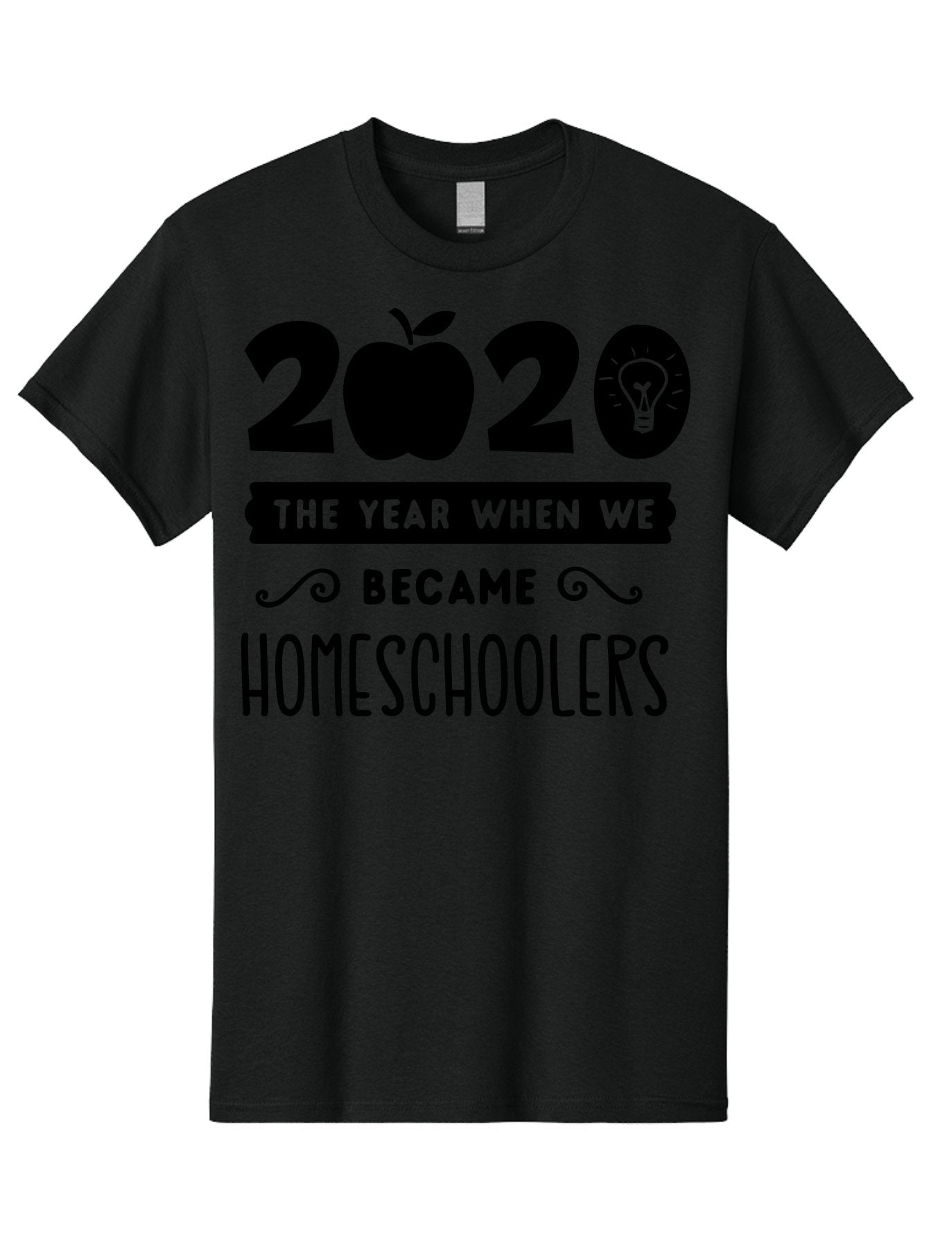 2020-The-Year-When-We-Became-Homeschoolers Men'S Graphic Tee, 100% Cotton, Comfortable Casual Summer Wear, Machine Washable, Homeschooling, Online Learning, Education, 2020, Homeschoolers, Apple, Lightbulb, School Year, Aab312 11