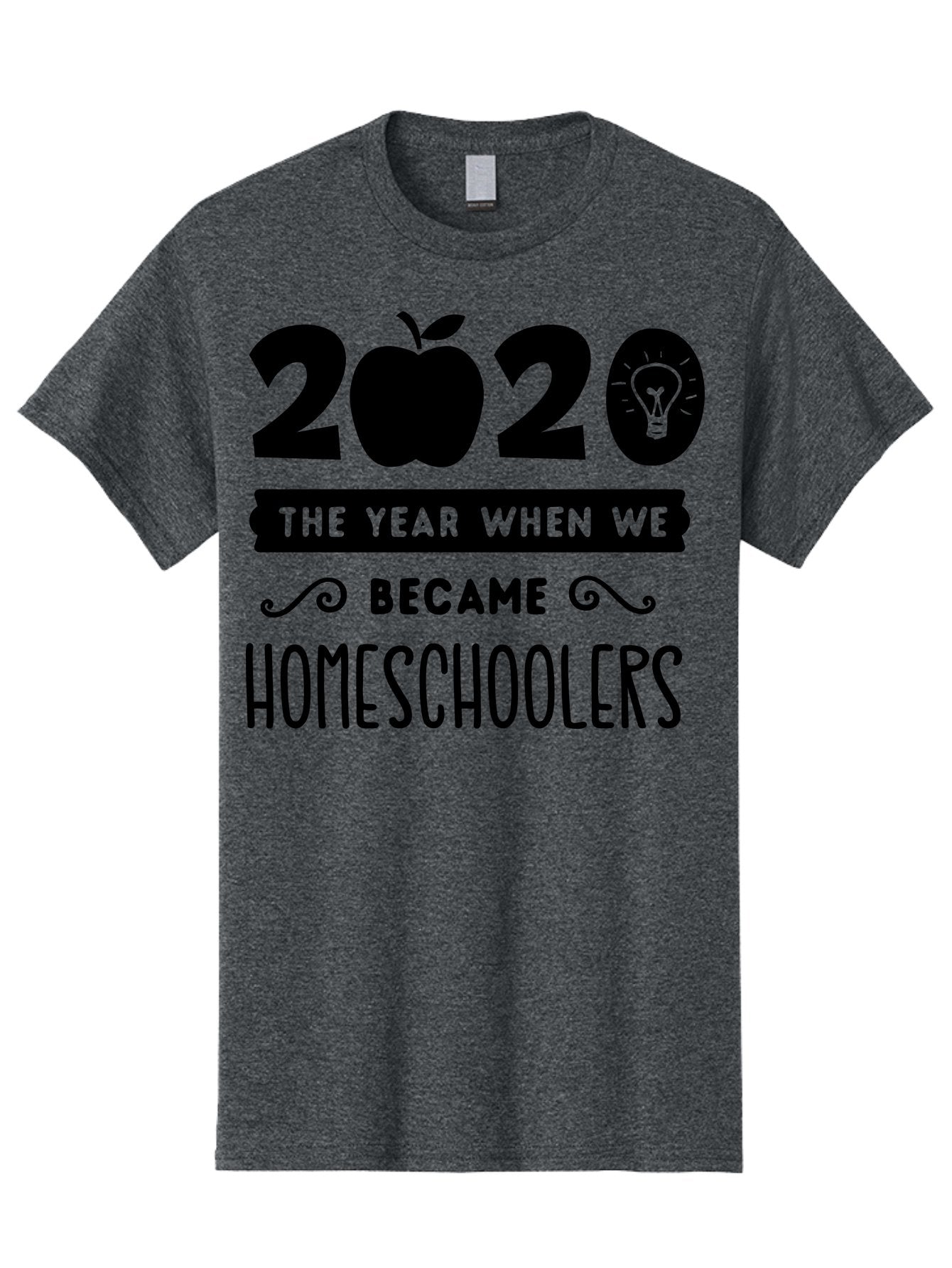 2020-The-Year-When-We-Became-Homeschoolers Men'S Graphic Tee, 100% Cotton, Comfortable Casual Summer Wear, Machine Washable, Homeschooling, Online Learning, Education, 2020, Homeschoolers, Apple, Lightbulb, School Year, Aab312 8