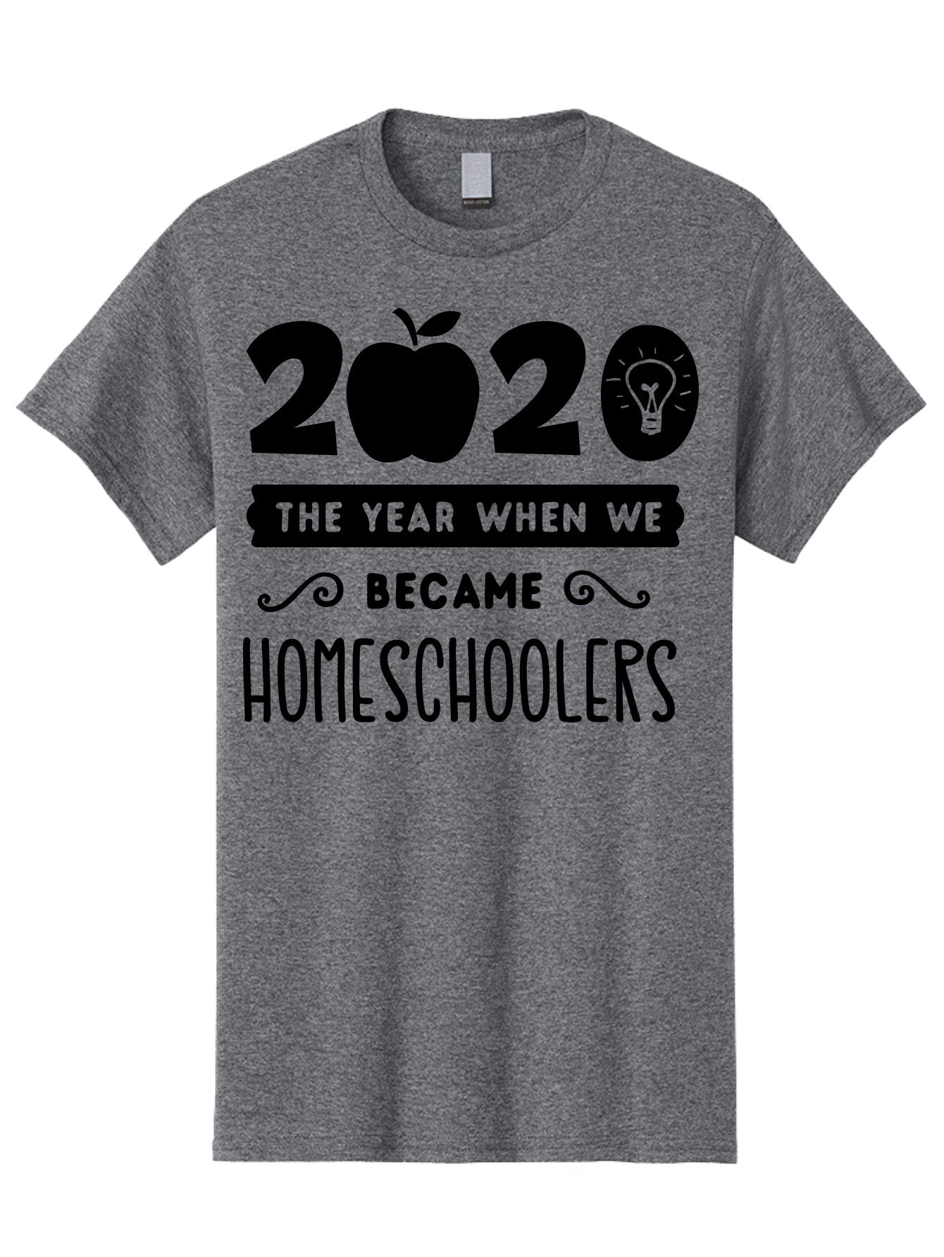 2020-The-Year-When-We-Became-Homeschoolers Men'S Graphic Tee, 100% Cotton, Comfortable Casual Summer Wear, Machine Washable, Homeschooling, Online Learning, Education, 2020, Homeschoolers, Apple, Lightbulb, School Year, Aab312 6