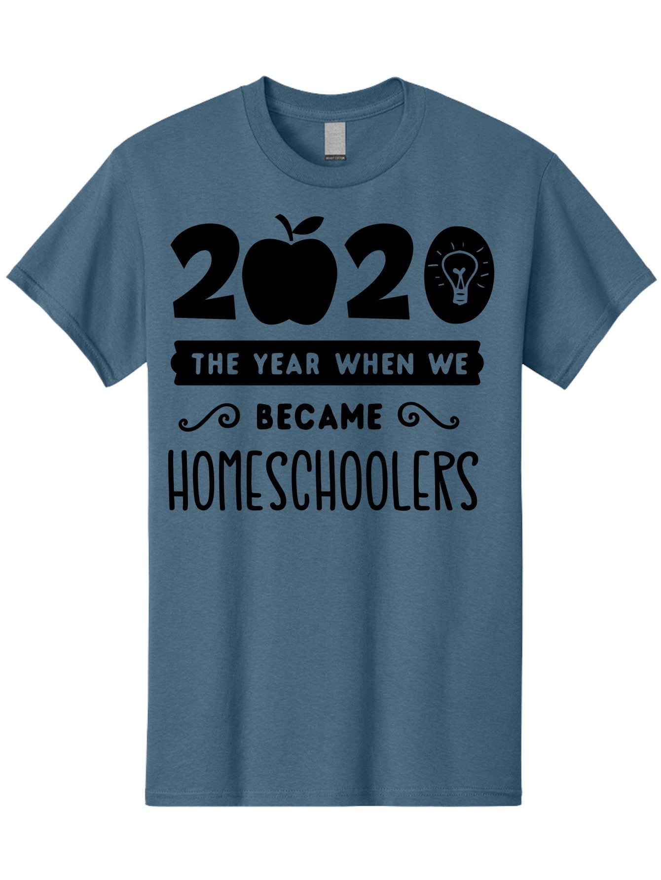 2020-The-Year-When-We-Became-Homeschoolers Men'S Graphic Tee, 100% Cotton, Comfortable Casual Summer Wear, Machine Washable, Homeschooling, Online Learning, Education, 2020, Homeschoolers, Apple, Lightbulb, School Year, Aab312 9