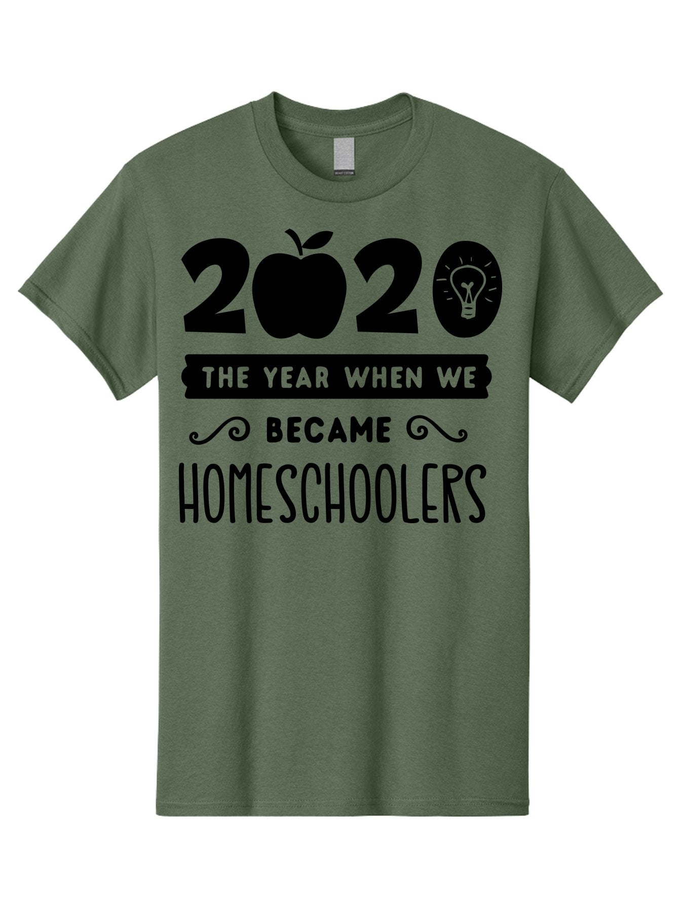 2020-The-Year-When-We-Became-Homeschoolers Men'S Graphic Tee, 100% Cotton, Comfortable Casual Summer Wear, Machine Washable, Homeschooling, Online Learning, Education, 2020, Homeschoolers, Apple, Lightbulb, School Year, Aab312 15