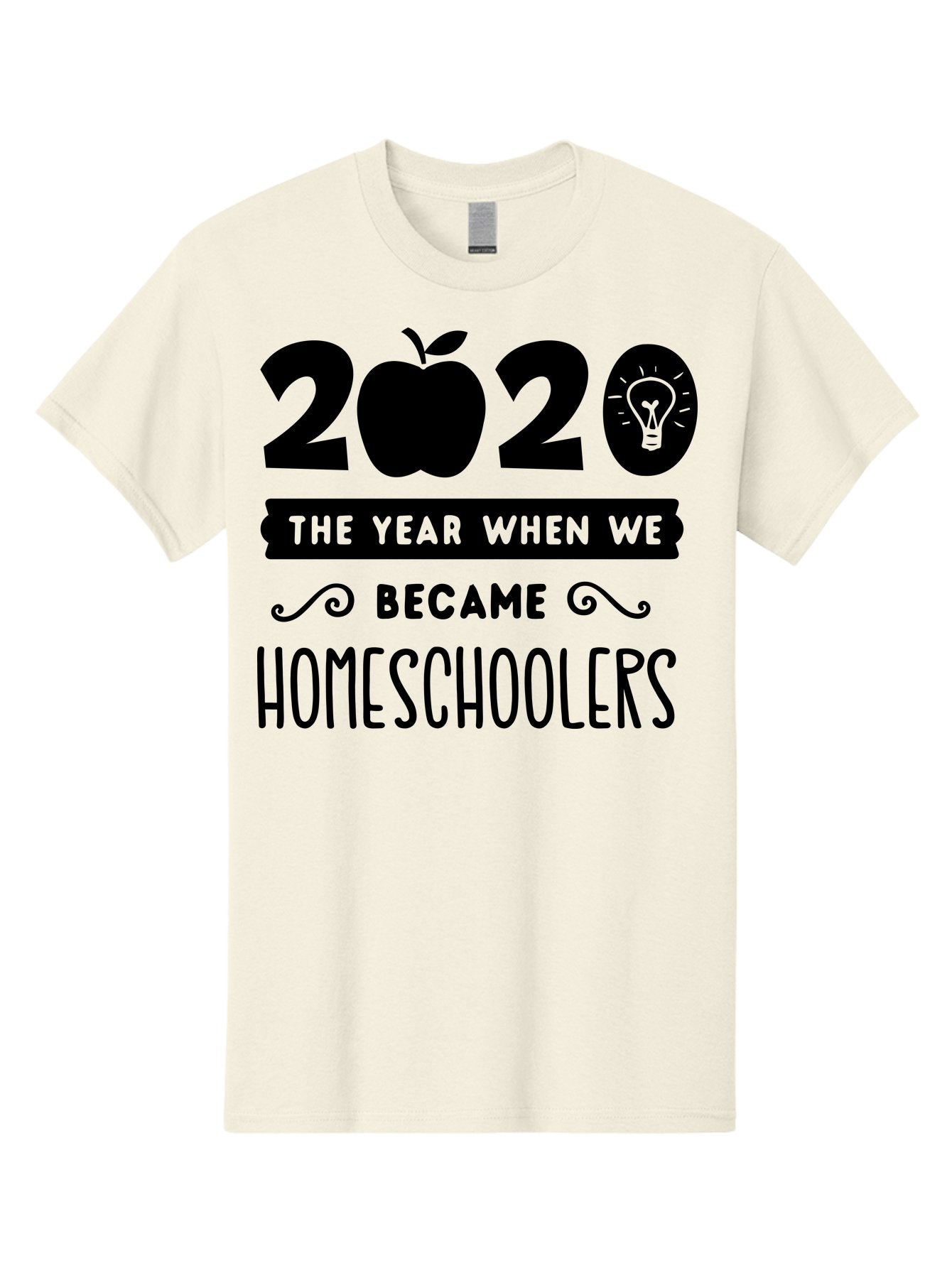 2020-The-Year-When-We-Became-Homeschoolers Men'S Graphic Tee, 100% Cotton, Comfortable Casual Summer Wear, Machine Washable, Homeschooling, Online Learning, Education, 2020, Homeschoolers, Apple, Lightbulb, School Year, Aab312 10