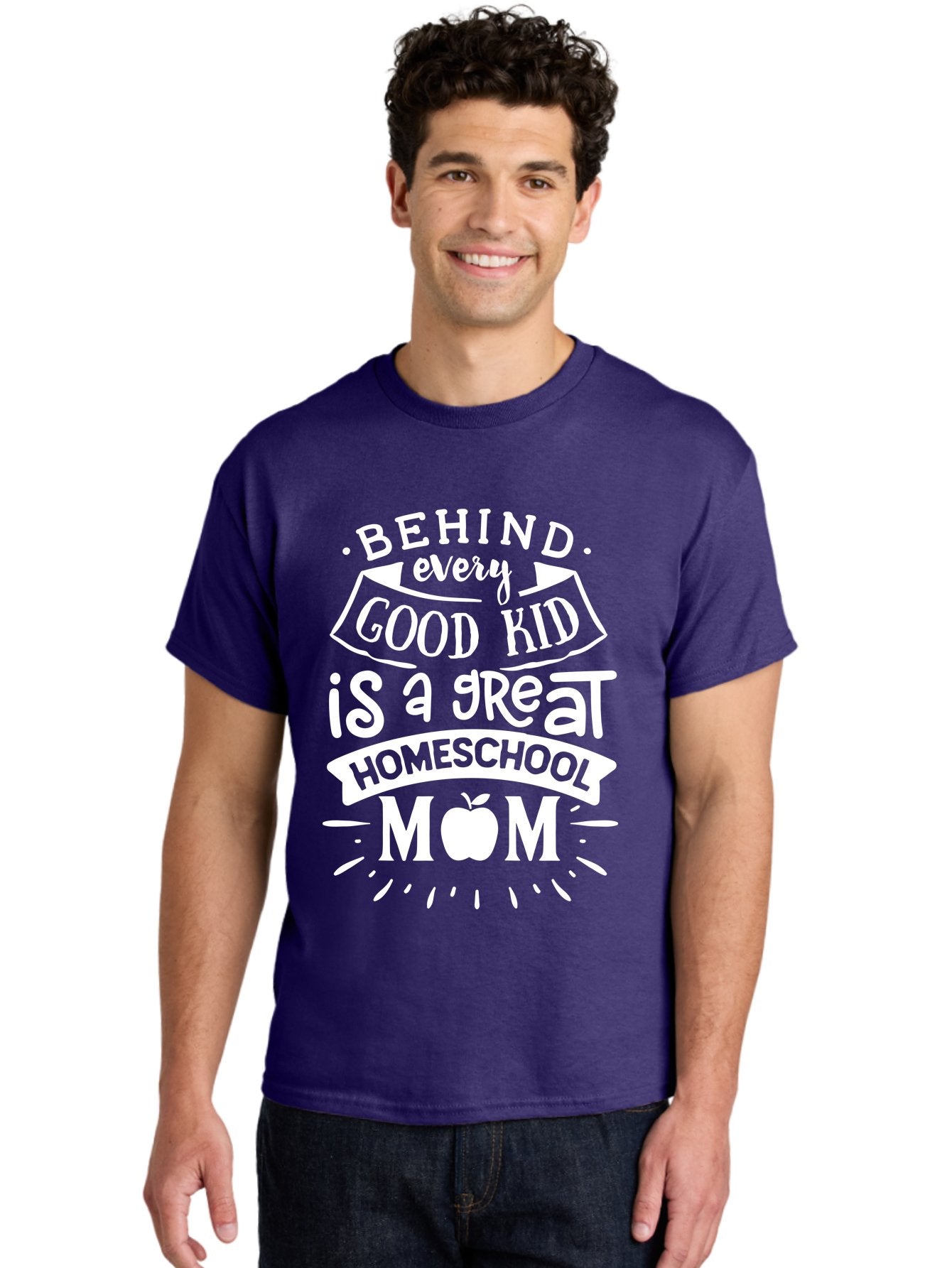 Behind-Every-Good-Kid-1 Men'S Graphic Tee, 100% Cotton, Comfortable Casual Summer Wear, Machine Washable, Homeschool Mom Appreciation, Proud Parent, Education Support, Homeschooling Journey, Dedicated Mother, Behind Every Good Kid Aab313 28