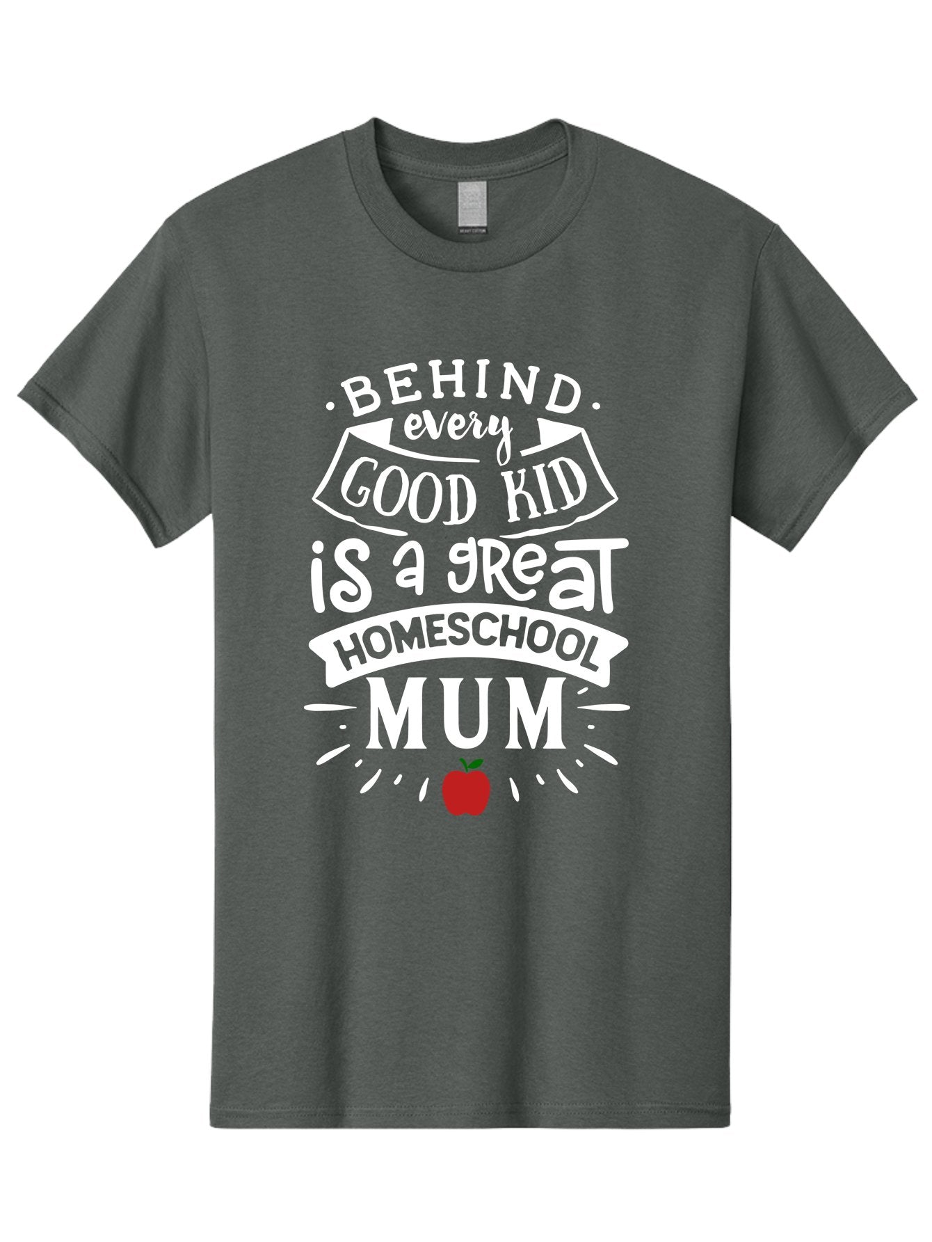 Behind-Every-Good-Kid-Is-A-Great-Homeschool-Mum-2 Men'S Graphic Tee, 100% Cotton, Comfortable Casual Summer Wear, Machine Washable, Homeschooling Mom, Proud Parent, Homeschool Quote, Apple Symbol, Educational Support, Parenting Pride, Aab317 6