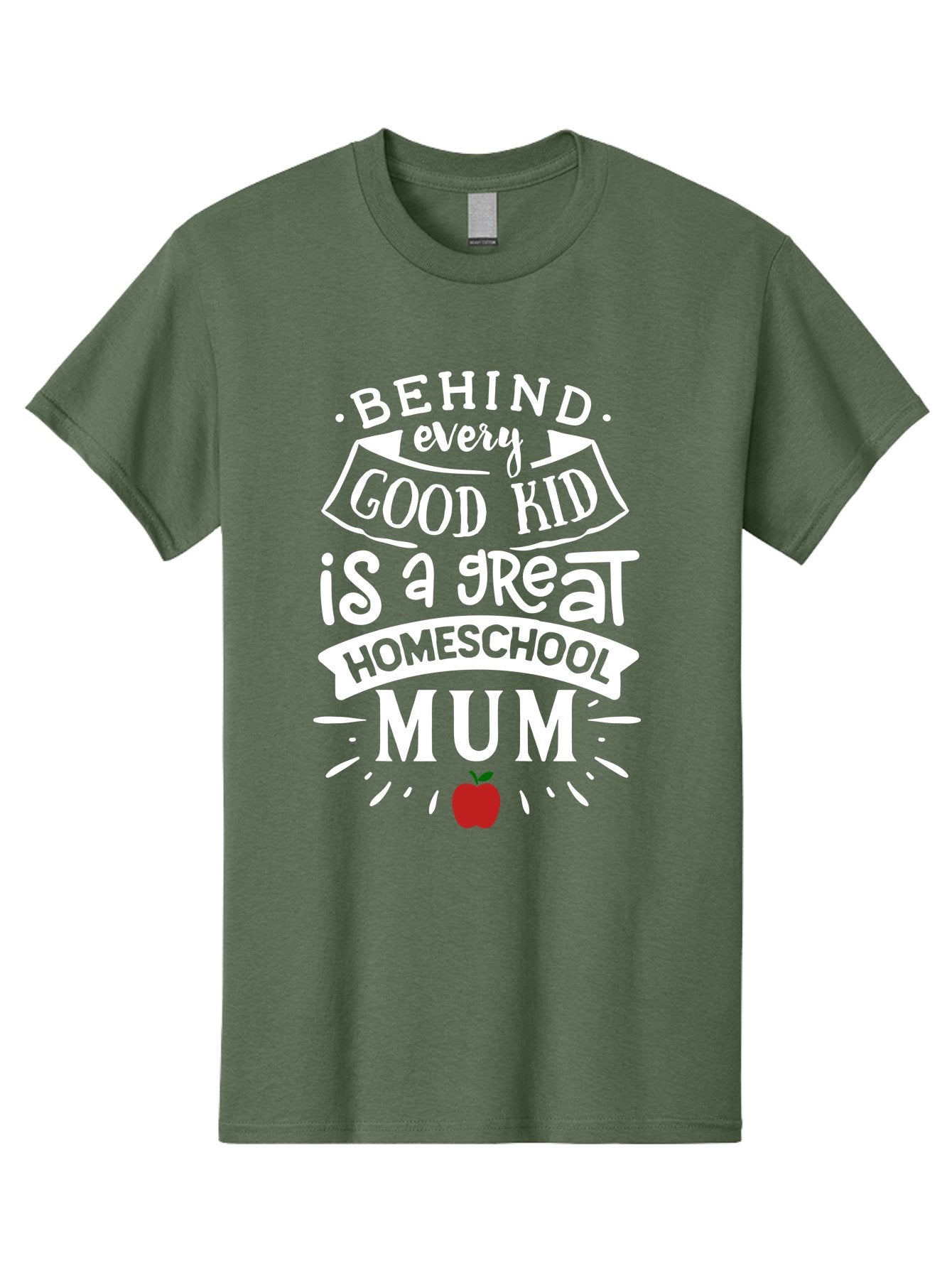 Behind-Every-Good-Kid-Is-A-Great-Homeschool-Mum-2 Men'S Graphic Tee, 100% Cotton, Comfortable Casual Summer Wear, Machine Washable, Homeschooling Mom, Proud Parent, Homeschool Quote, Apple Symbol, Educational Support, Parenting Pride, Aab317 11