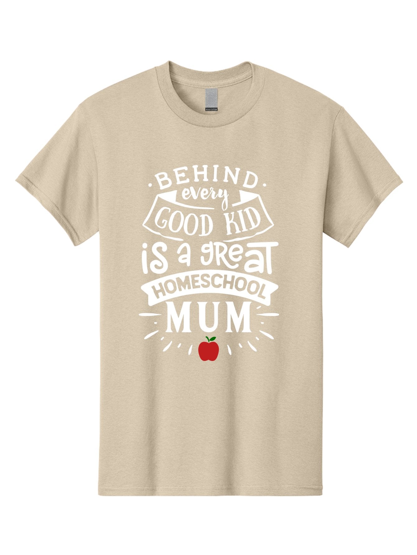 Behind-Every-Good-Kid-Is-A-Great-Homeschool-Mum-2 Men'S Graphic Tee, 100% Cotton, Comfortable Casual Summer Wear, Machine Washable, Homeschooling Mom, Proud Parent, Homeschool Quote, Apple Symbol, Educational Support, Parenting Pride, Aab317 13