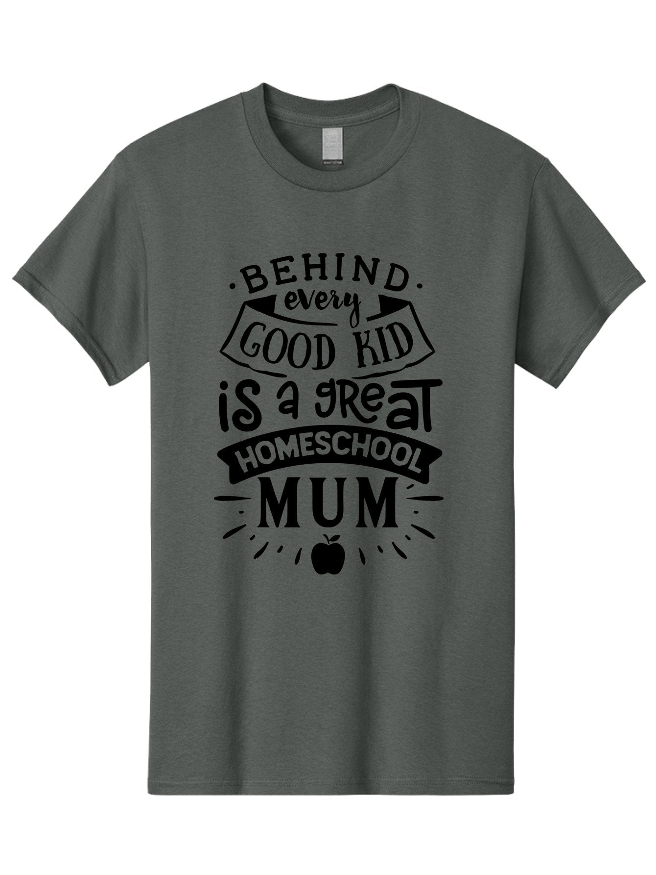 Behind-Every-Good-Kid-Is-A-Great-Homeschool-Mum Men'S Graphic Tee, 100% Cotton, Comfortable Casual Summer Wear, Machine Washable, Homeschooling Mom, Proud Parent, Education Support, Homeschooling Quote, Positive Affirmation, Apple Symbol, Aab318 11