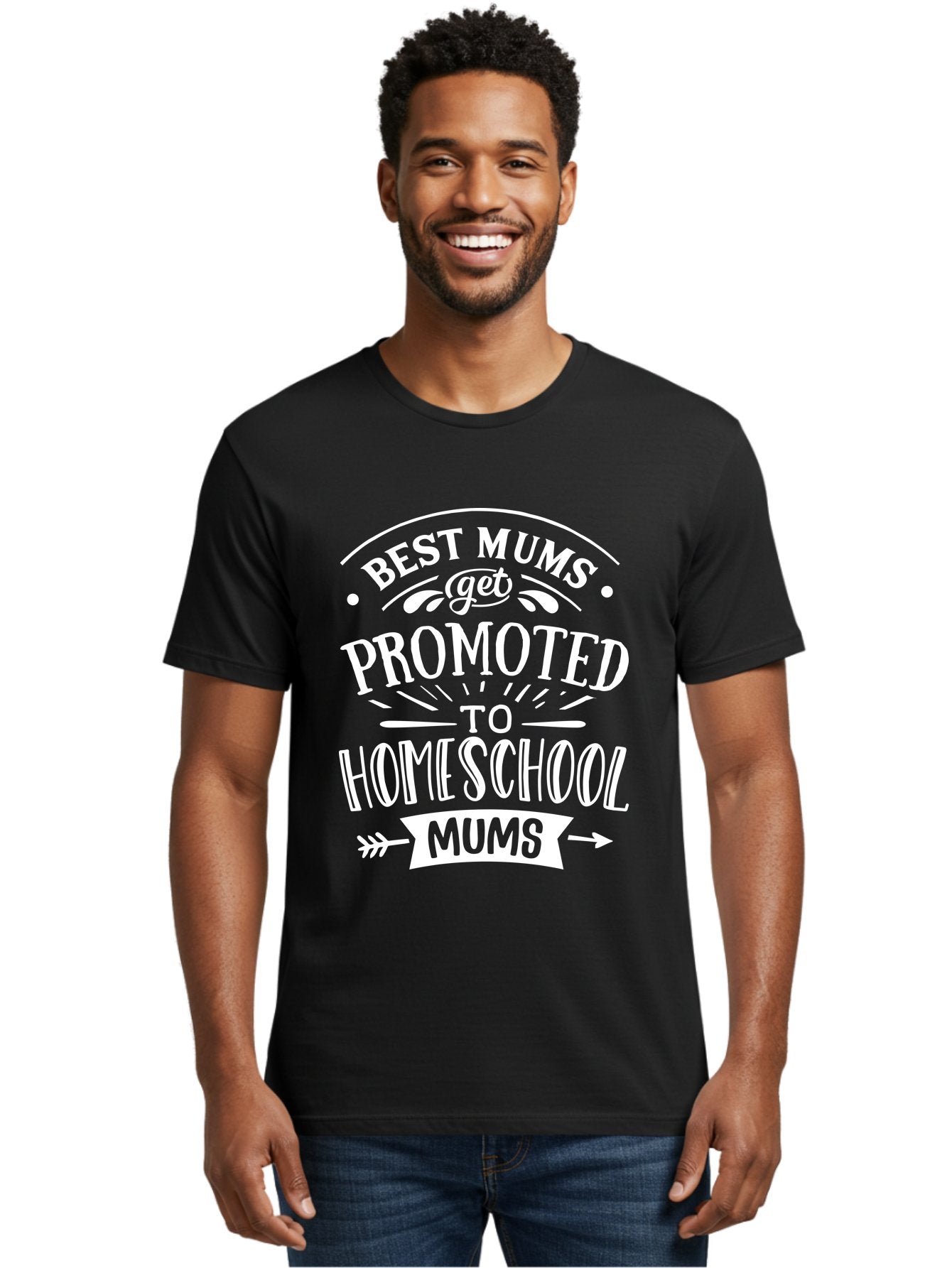 Best-Mums-Get-Promoted-To-Homeschool-Mums Men'S Graphic Tee, 100% Cotton, Comfortable Casual Summer Wear, Machine Washable, Homeschool Mums, Best Mums, Promotion, Parenting, Education, Homeschooling, Mom Life, Motherhood, Funny Quote, Aab322 25