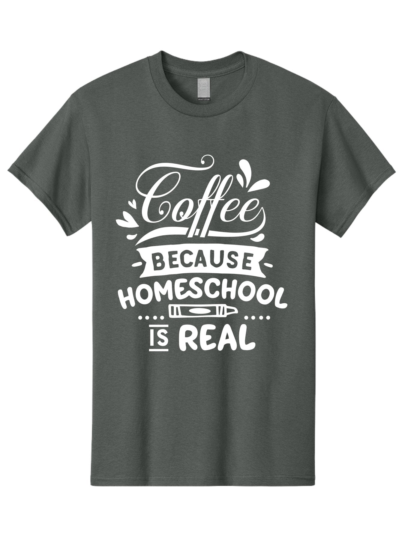 Coffee-Because-Homeschool-Is-Real-1 Men'S Graphic Tee, 100% Cotton, Comfortable Casual Summer Wear, Machine Washable, Homeschooling, Coffee Humor, Parenting Joke, Educational Quote, Teacher Humor, Coffee Lover, Homeschool Mom, Funny Saying Aab324