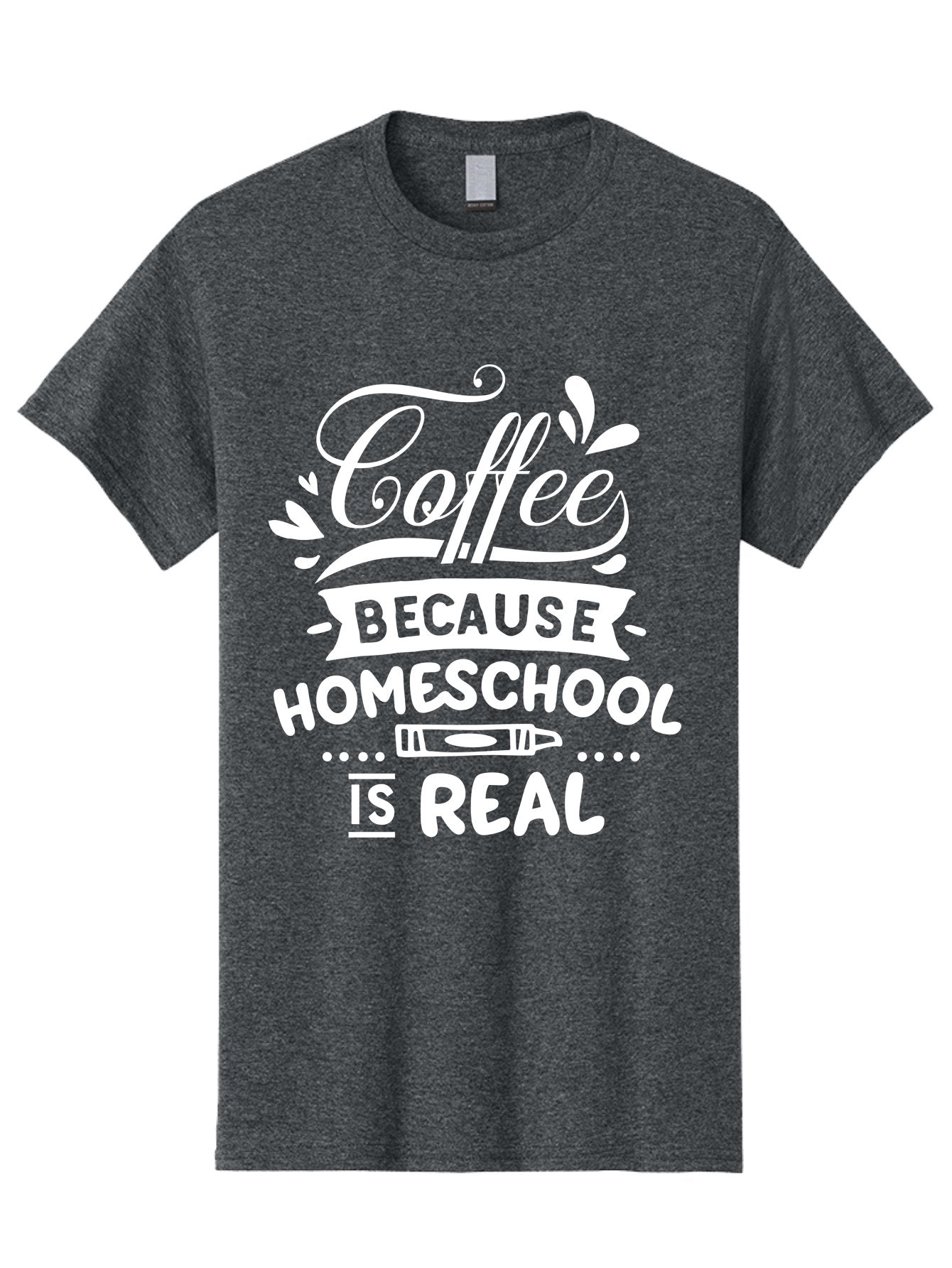 Coffee-Because-Homeschool-Is-Real-1 Men'S Graphic Tee, 100% Cotton, Comfortable Casual Summer Wear, Machine Washable, Homeschooling, Coffee Humor, Parenting Joke, Educational Quote, Teacher Humor, Coffee Lover, Homeschool Mom, Funny Saying Aab324