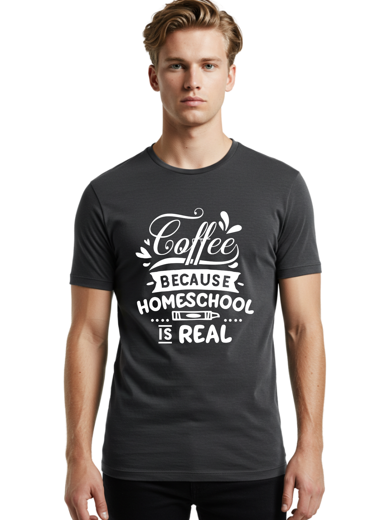 Coffee-Because-Homeschool-Is-Real-1 Men'S Graphic Tee, 100% Cotton, Comfortable Casual Summer Wear, Machine Washable, Homeschooling, Coffee Humor, Parenting Joke, Educational Quote, Teacher Humor, Coffee Lover, Homeschool Mom, Funny Saying Aab324 22
