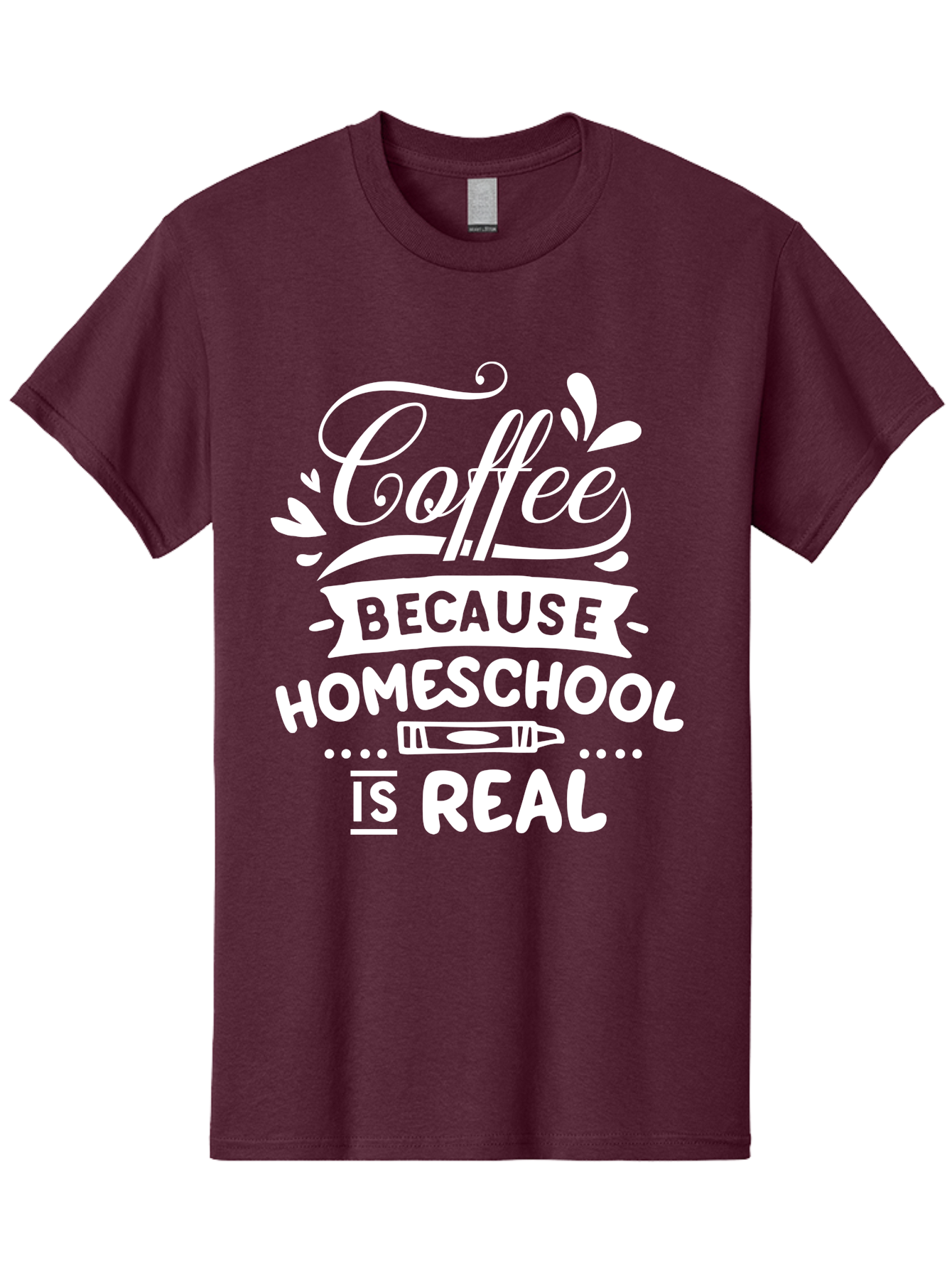 Coffee-Because-Homeschool-Is-Real-1 Men'S Graphic Tee, 100% Cotton, Comfortable Casual Summer Wear, Machine Washable, Homeschooling, Coffee Humor, Parenting Joke, Educational Quote, Teacher Humor, Coffee Lover, Homeschool Mom, Funny Saying Aab324 25