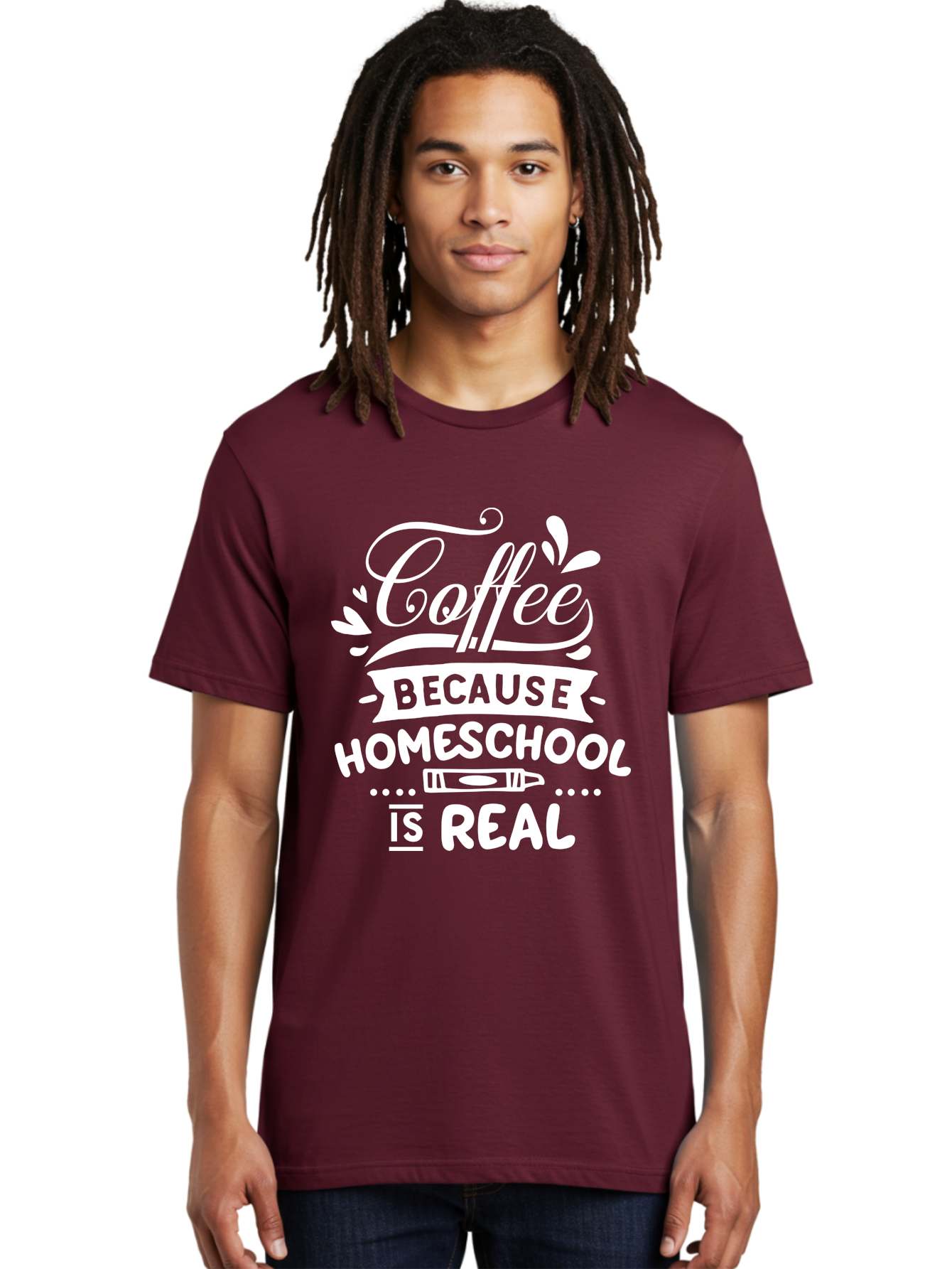 Coffee-Because-Homeschool-Is-Real-1 Men'S Graphic Tee, 100% Cotton, Comfortable Casual Summer Wear, Machine Washable, Homeschooling, Coffee Humor, Parenting Joke, Educational Quote, Teacher Humor, Coffee Lover, Homeschool Mom, Funny Saying Aab324 26