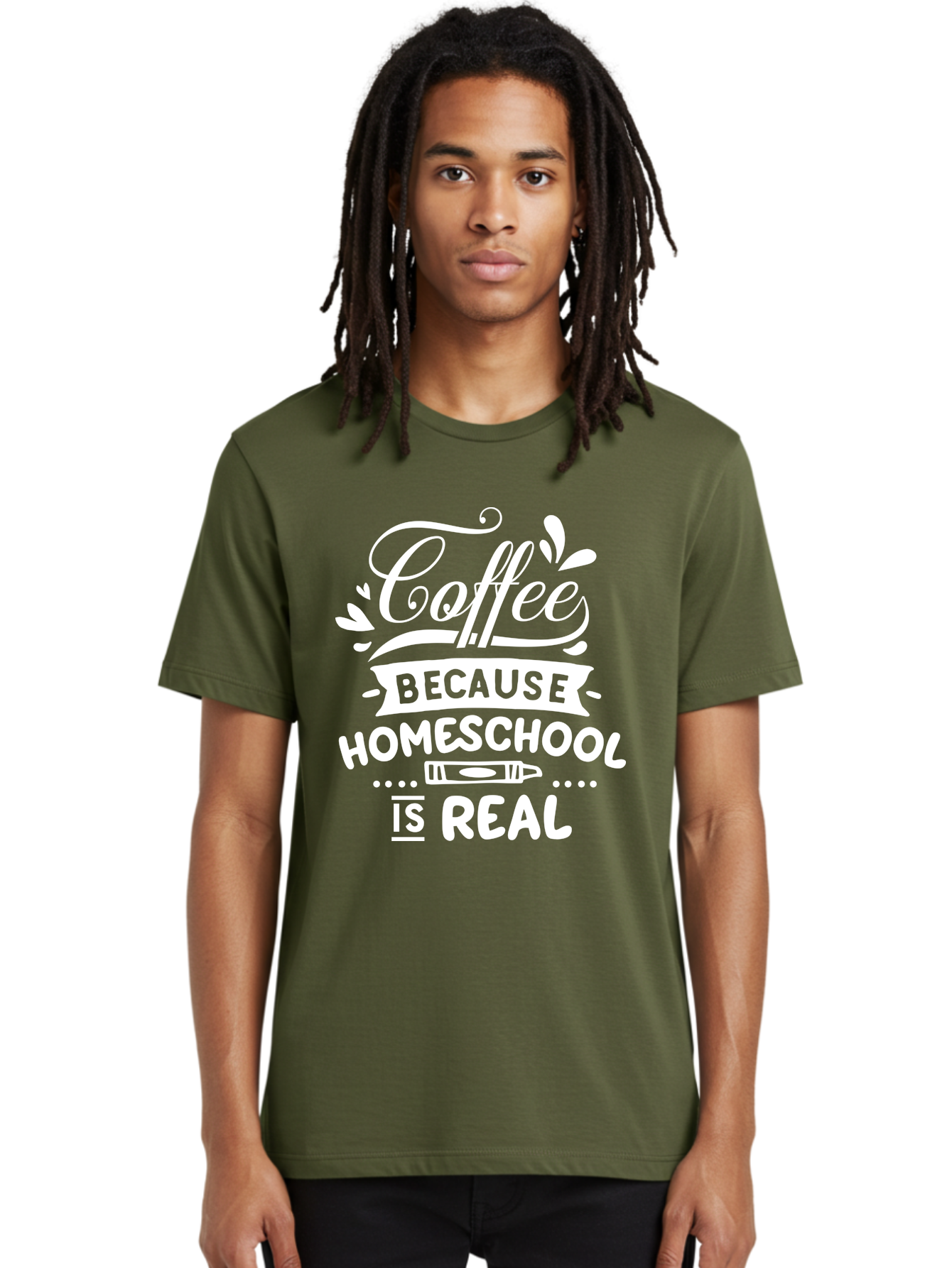 Coffee-Because-Homeschool-Is-Real-1 Men'S Graphic Tee, 100% Cotton, Comfortable Casual Summer Wear, Machine Washable, Homeschooling, Coffee Humor, Parenting Joke, Educational Quote, Teacher Humor, Coffee Lover, Homeschool Mom, Funny Saying Aab324 24