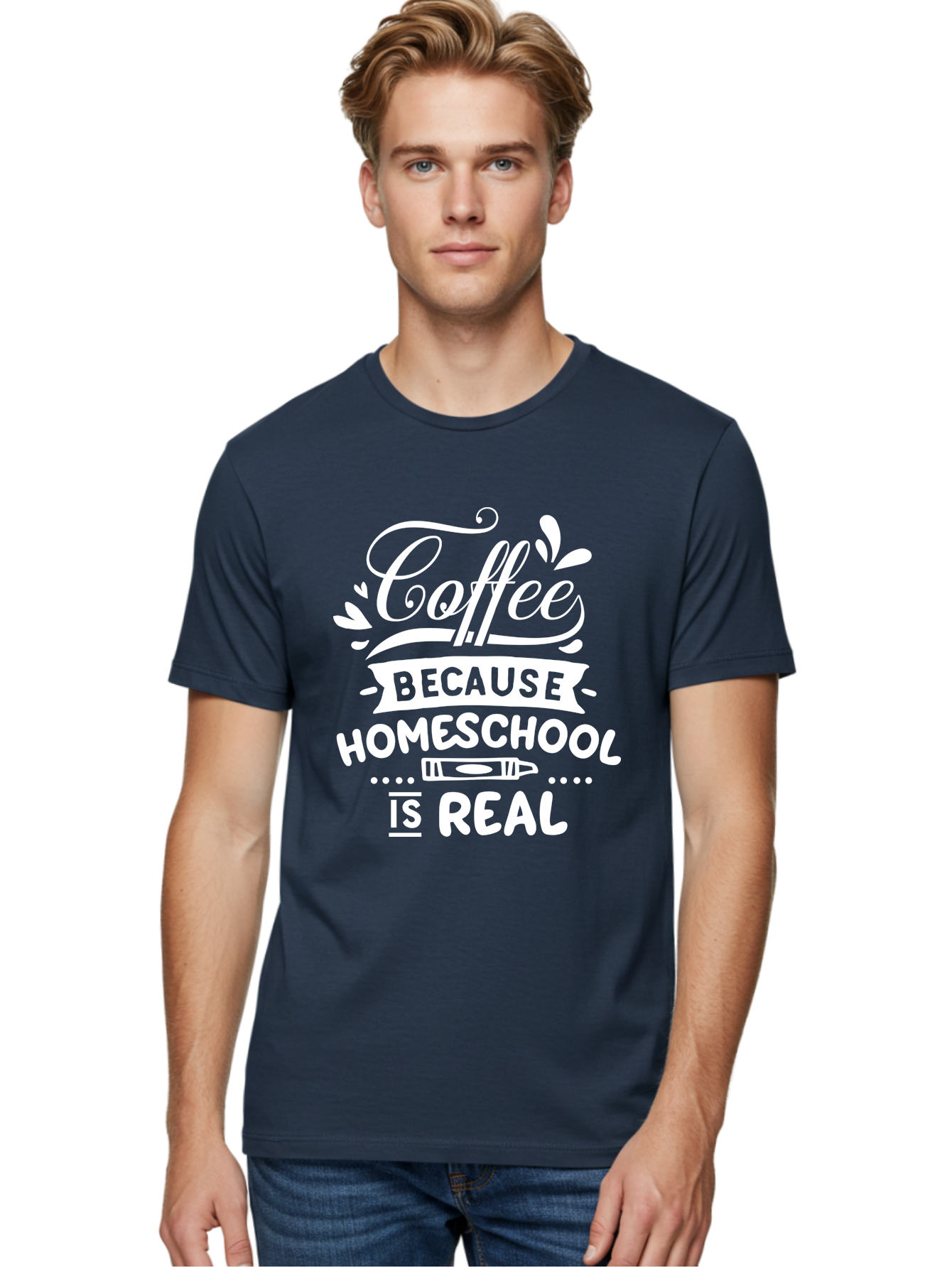 Coffee-Because-Homeschool-Is-Real-1 Men'S Graphic Tee, 100% Cotton, Comfortable Casual Summer Wear, Machine Washable, Homeschooling, Coffee Humor, Parenting Joke, Educational Quote, Teacher Humor, Coffee Lover, Homeschool Mom, Funny Saying Aab324 14