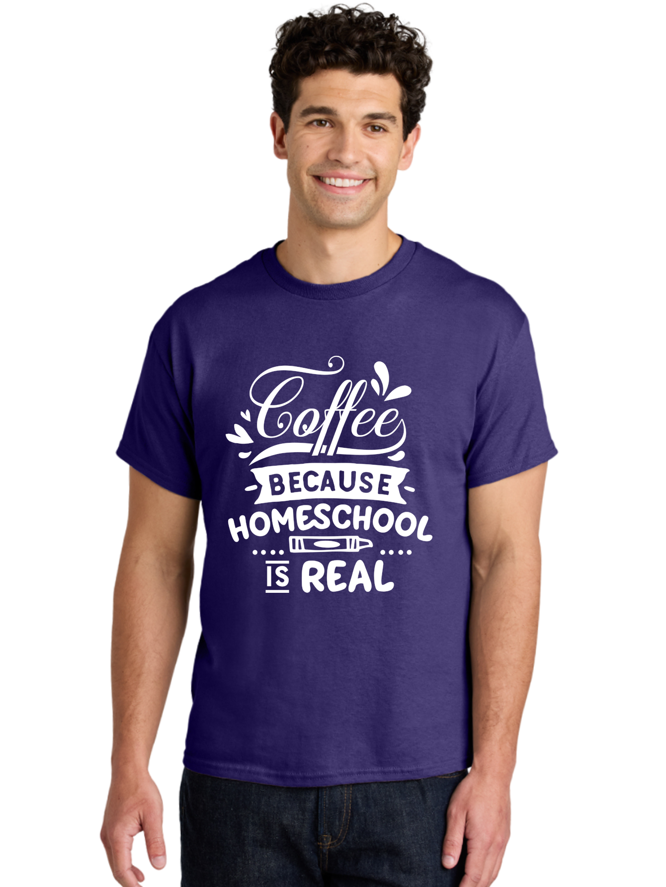 Coffee-Because-Homeschool-Is-Real-1 Men'S Graphic Tee, 100% Cotton, Comfortable Casual Summer Wear, Machine Washable, Homeschooling, Coffee Humor, Parenting Joke, Educational Quote, Teacher Humor, Coffee Lover, Homeschool Mom, Funny Saying Aab324 4