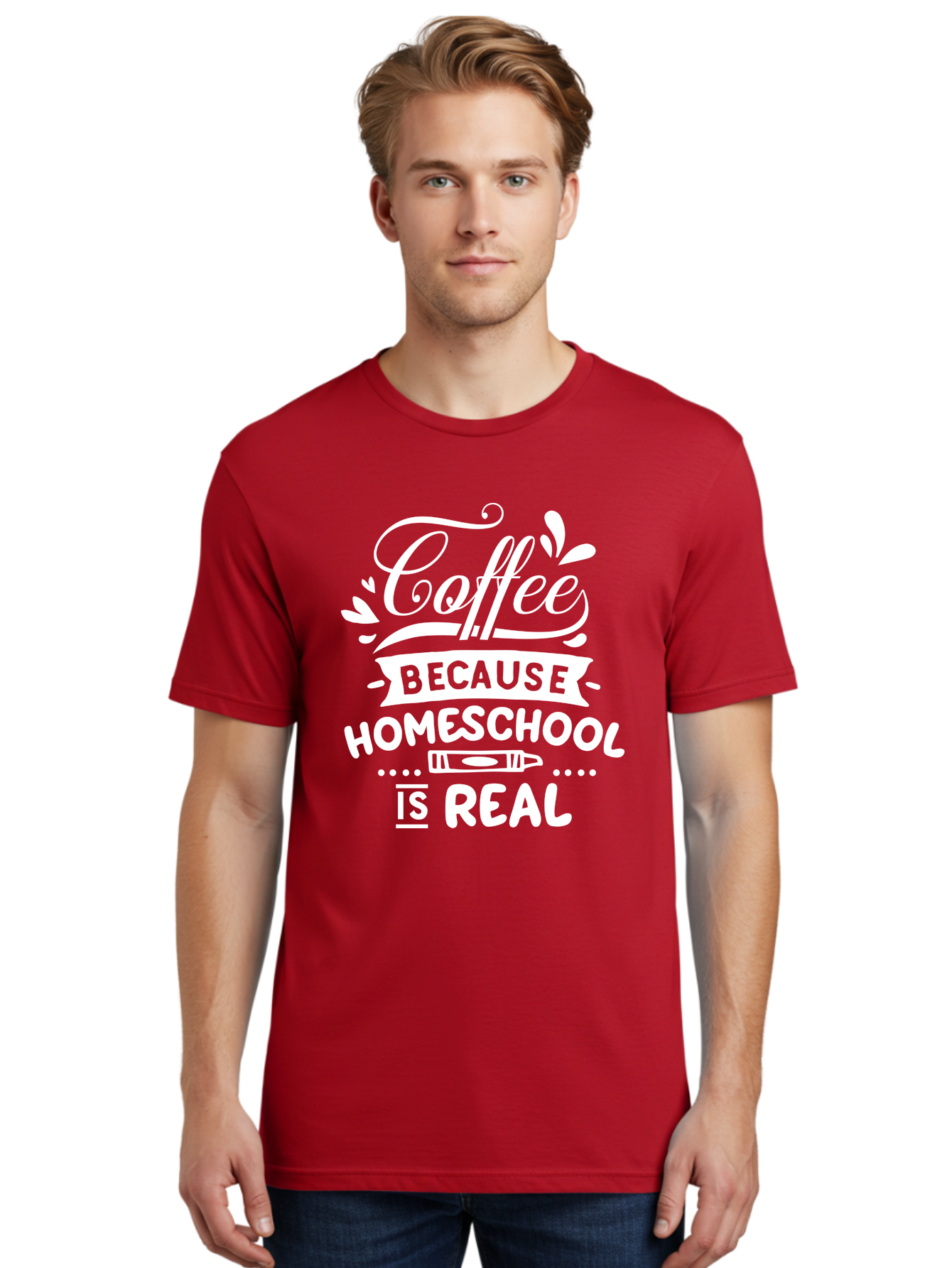 Coffee-Because-Homeschool-Is-Real-1 Men'S Graphic Tee, 100% Cotton, Comfortable Casual Summer Wear, Machine Washable, Homeschooling, Coffee Humor, Parenting Joke, Educational Quote, Teacher Humor, Coffee Lover, Homeschool Mom, Funny Saying Aab324 16