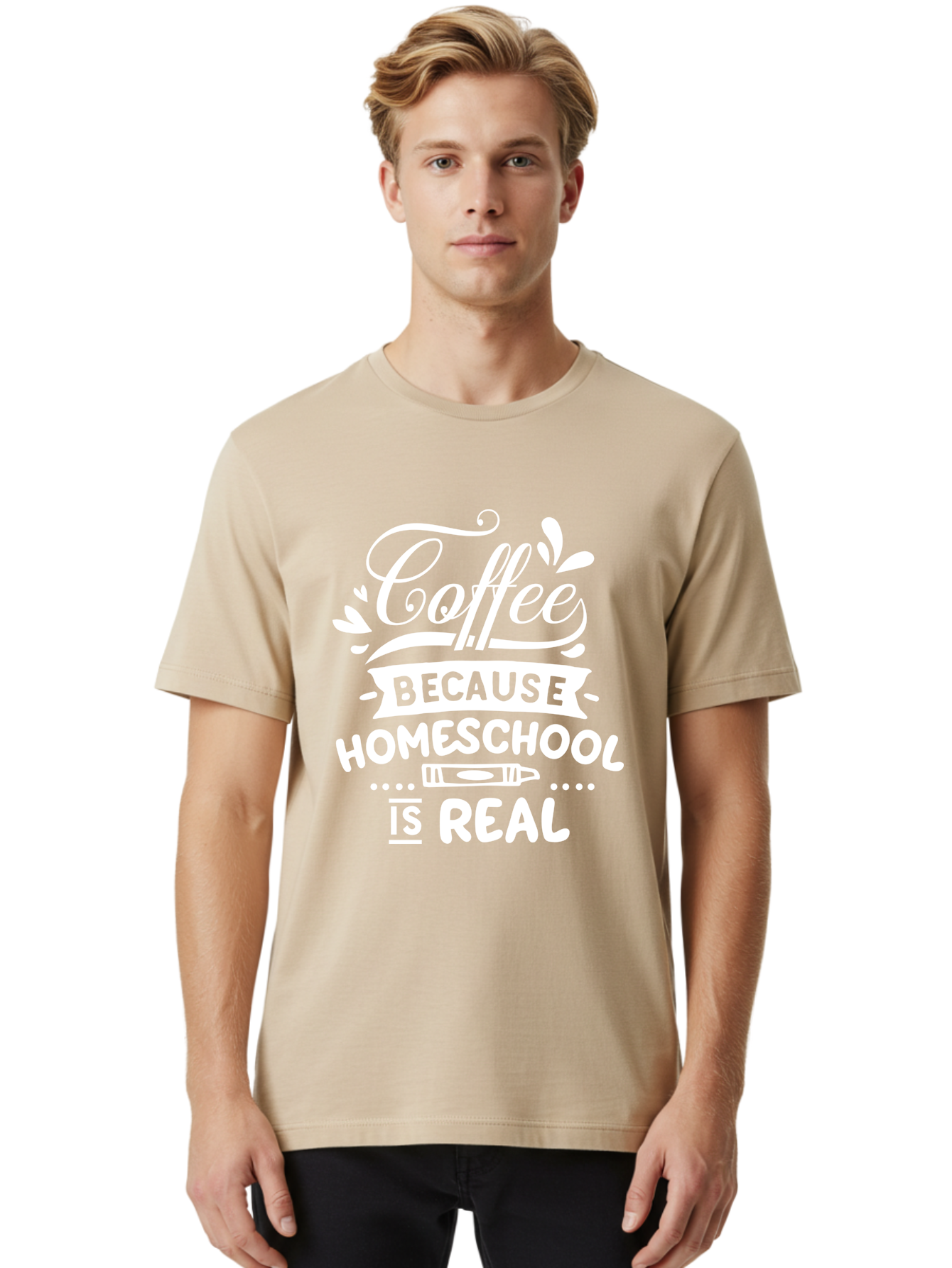 Coffee-Because-Homeschool-Is-Real-1 Men'S Graphic Tee, 100% Cotton, Comfortable Casual Summer Wear, Machine Washable, Homeschooling, Coffee Humor, Parenting Joke, Educational Quote, Teacher Humor, Coffee Lover, Homeschool Mom, Funny Saying Aab324 6