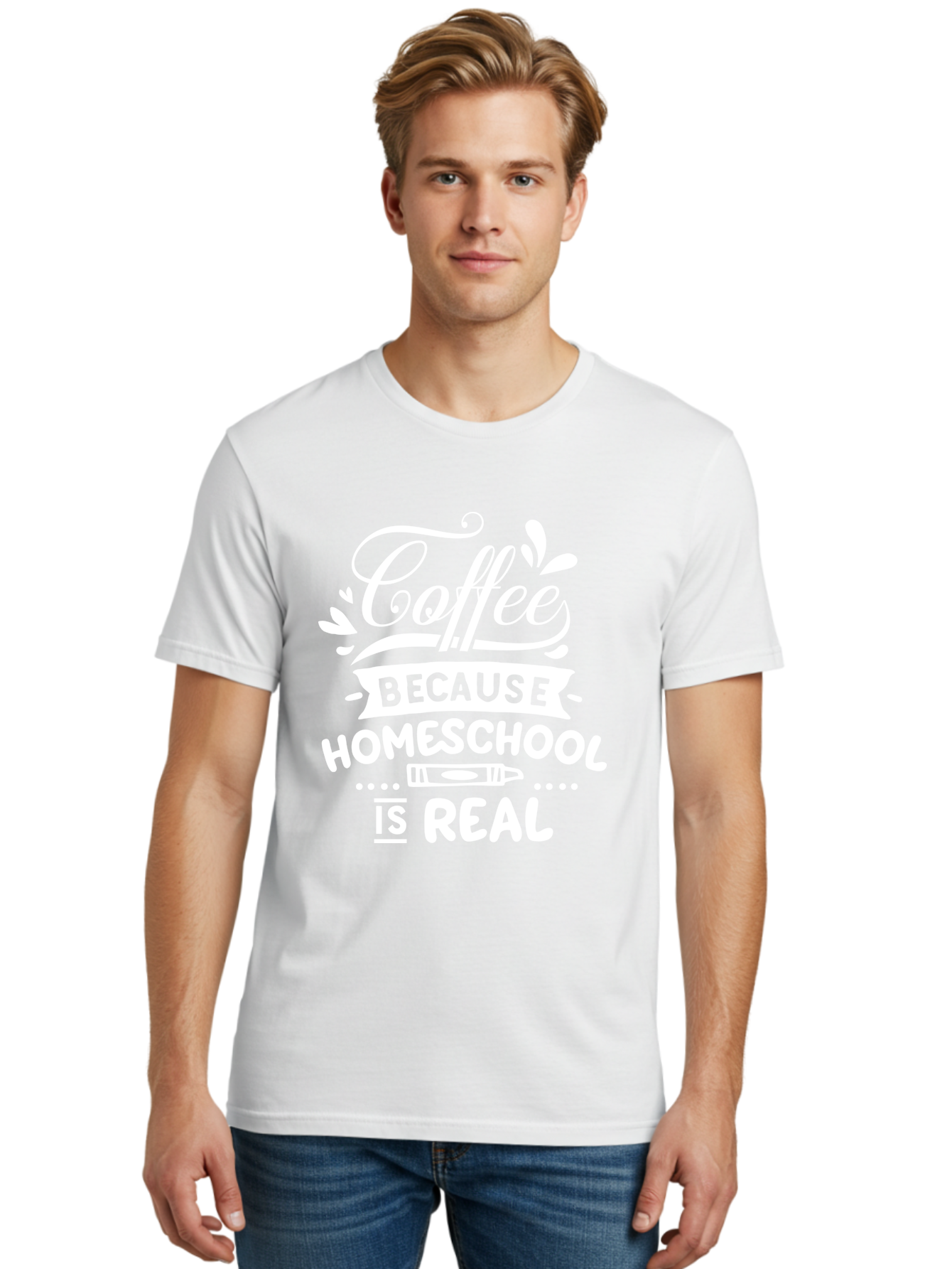 Coffee-Because-Homeschool-Is-Real-1 Men'S Graphic Tee, 100% Cotton, Comfortable Casual Summer Wear, Machine Washable, Homeschooling, Coffee Humor, Parenting Joke, Educational Quote, Teacher Humor, Coffee Lover, Homeschool Mom, Funny Saying Aab324 28