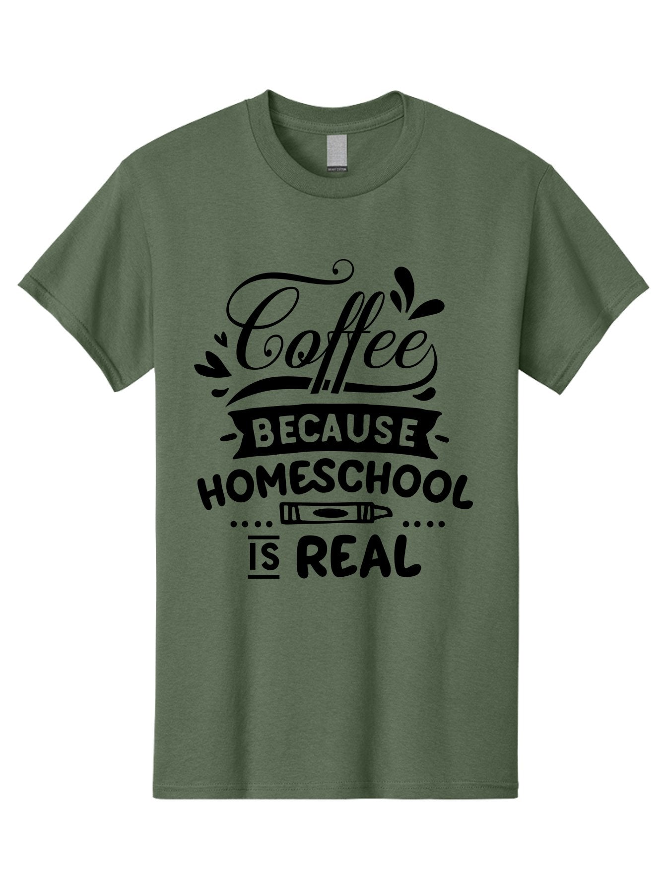 Coffee-Because-Homeschool-Is-Real Men'S Graphic Tee, 100% Cotton, Comfortable Casual Summer Wear, Machine Washable, Homeschooling Humor, Coffee Humor, Funny Quote, Homeschool Mom Quote, Coffee Lover Gift, Teacher Gift, Classroom Humor, Aab325 7