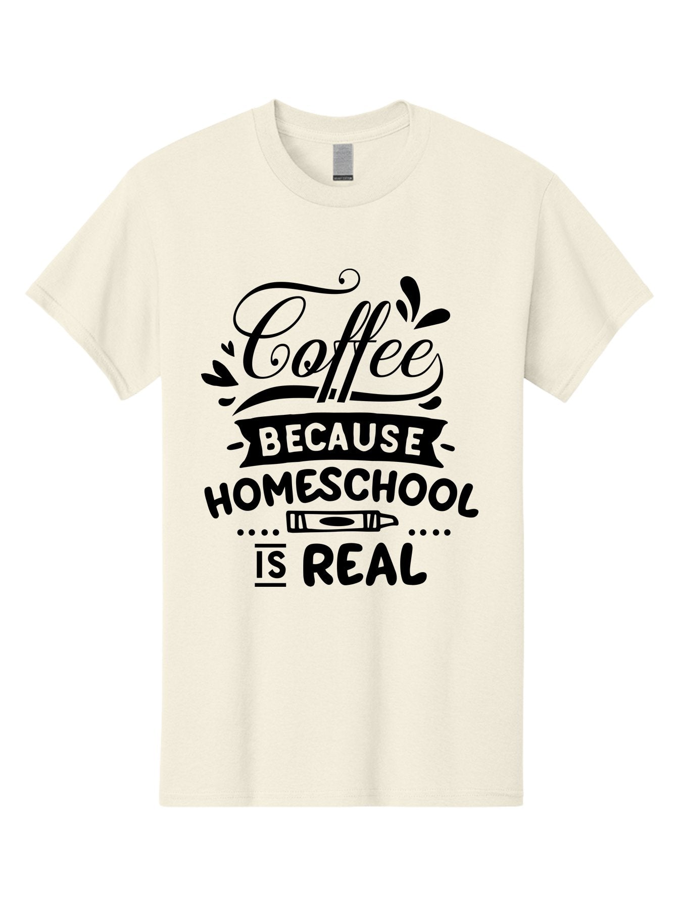 Coffee-Because-Homeschool-Is-Real Men'S Graphic Tee, 100% Cotton, Comfortable Casual Summer Wear, Machine Washable, Homeschooling Humor, Coffee Humor, Funny Quote, Homeschool Mom Quote, Coffee Lover Gift, Teacher Gift, Classroom Humor, Aab325 8